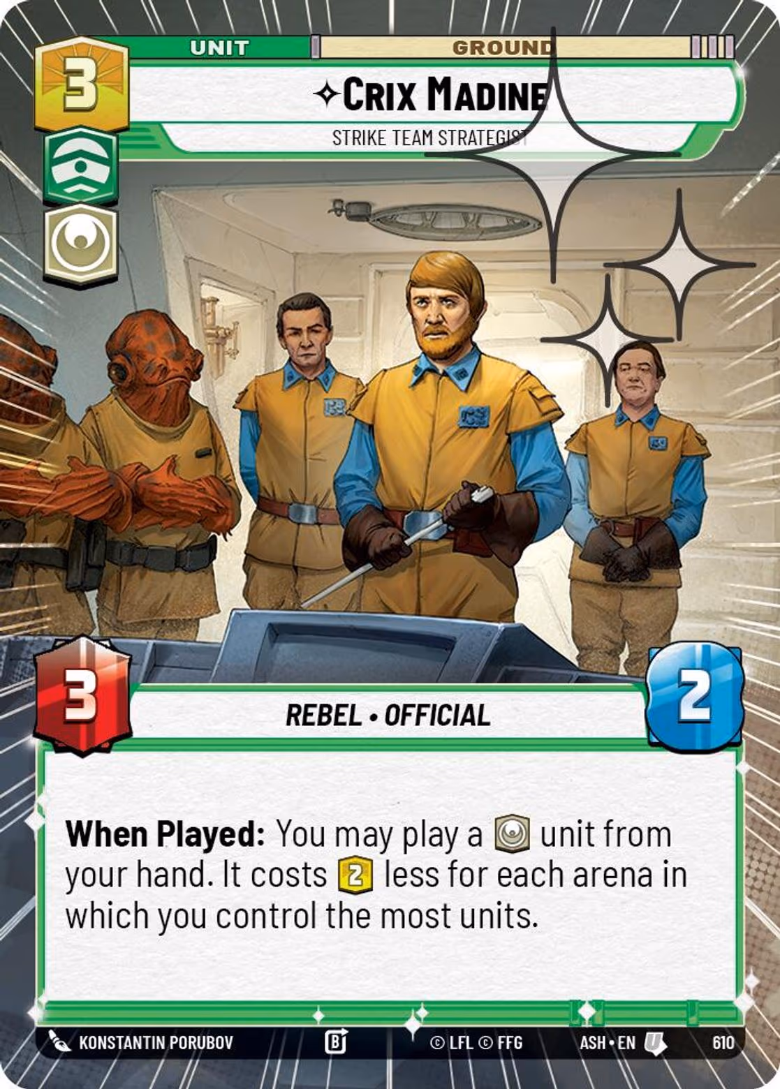 Crix Madine - Strike Team Strategist ASH-610 Hyperspace Foil Star Wars Unlimited card