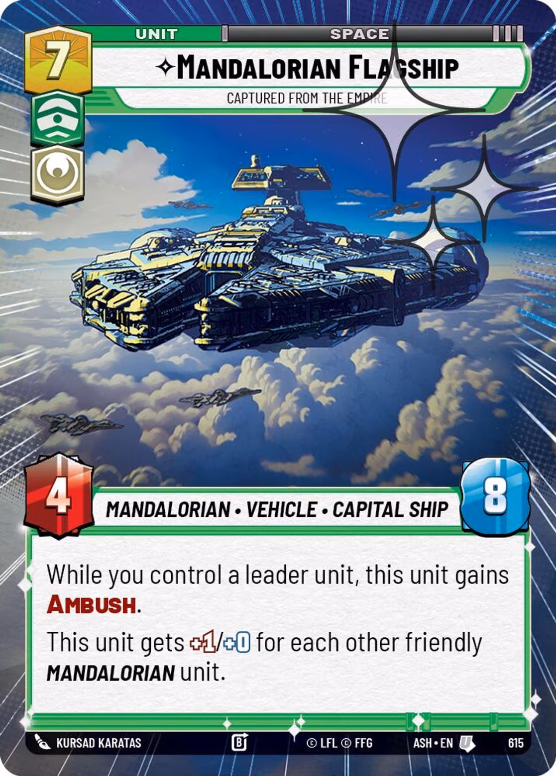 Mandalorian Flagship - Captured from the Empire ASH-615 Hyperspace Foil Star Wars Unlimited card