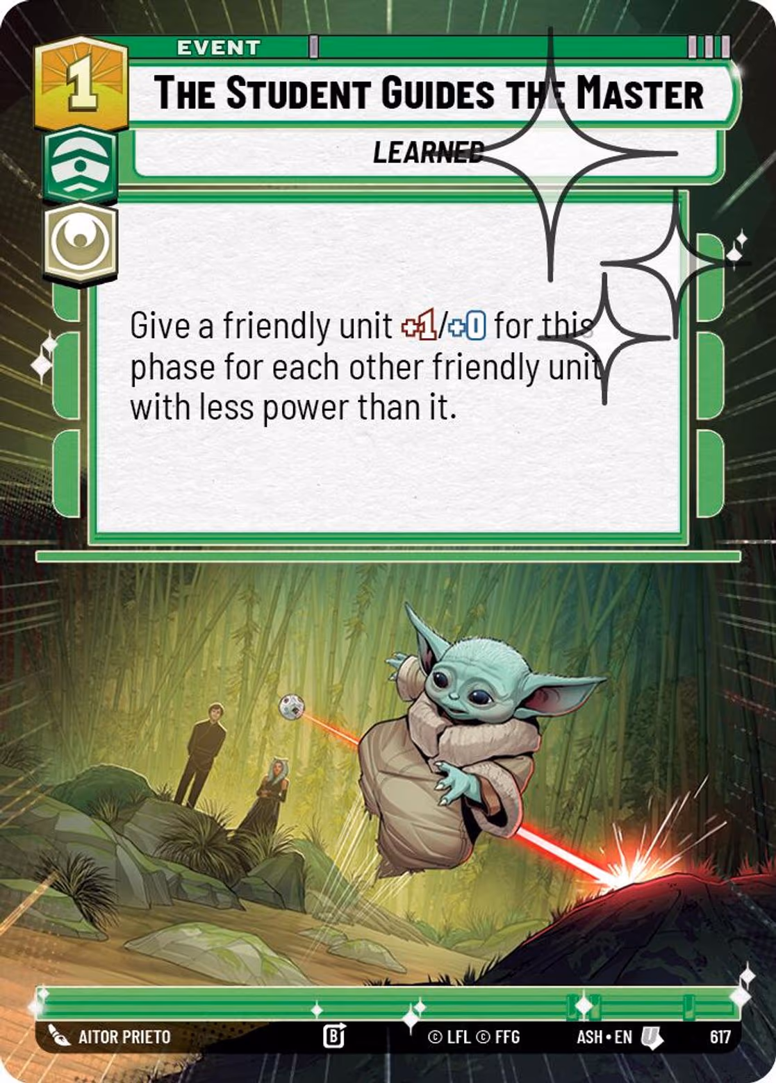 The Student Guides the Master ASH-617 Hyperspace Foil Star Wars Unlimited card