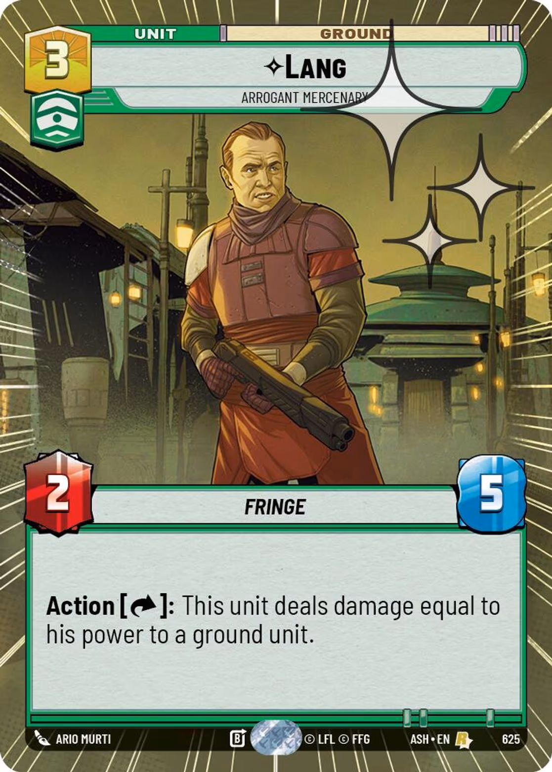 Lang - Arrogant Mercenary ASH-625 Hyperspace Foil Star Wars Unlimited card