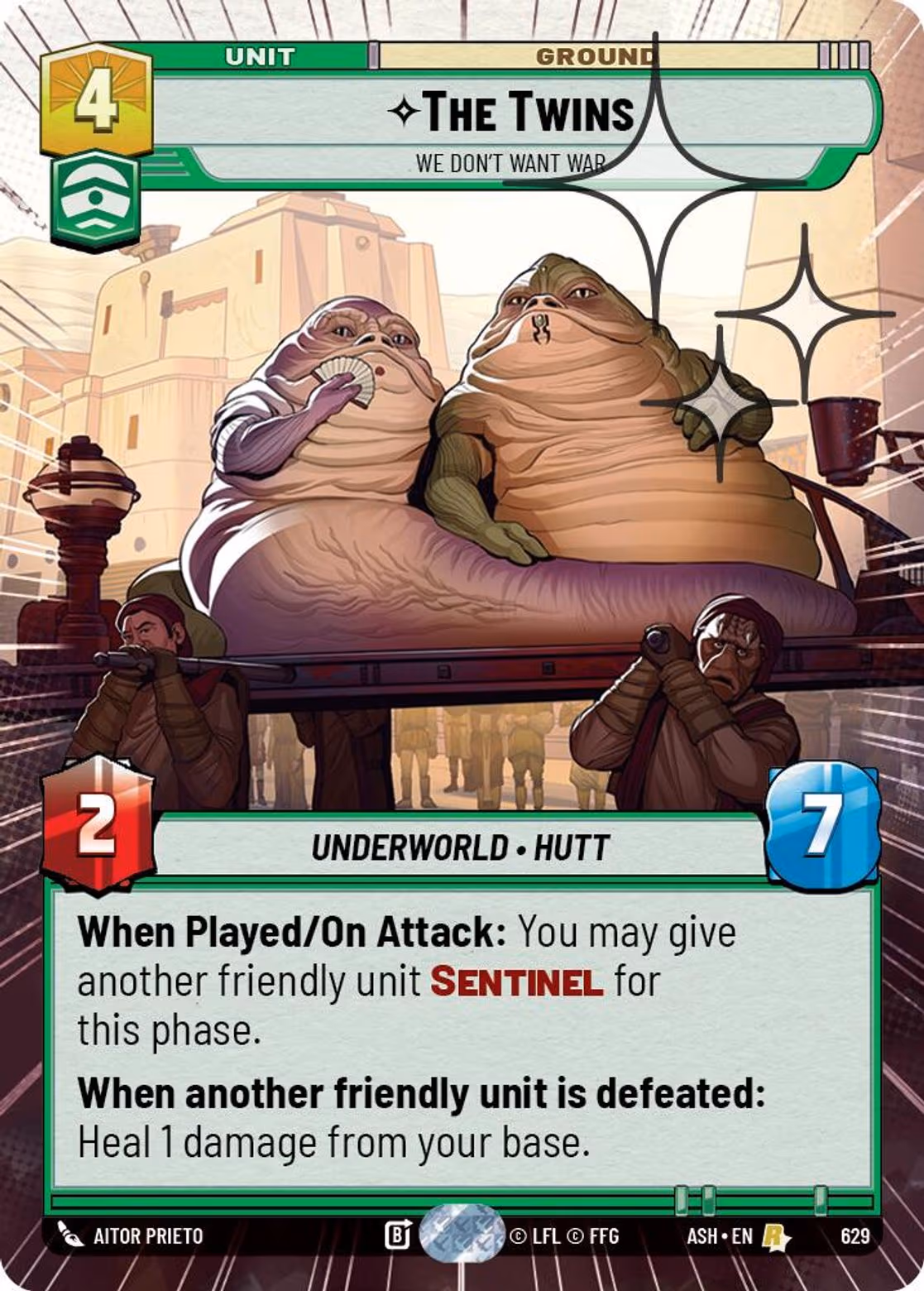 The Twins - We Don't Want War ASH-629 Hyperspace Foil Star Wars Unlimited card