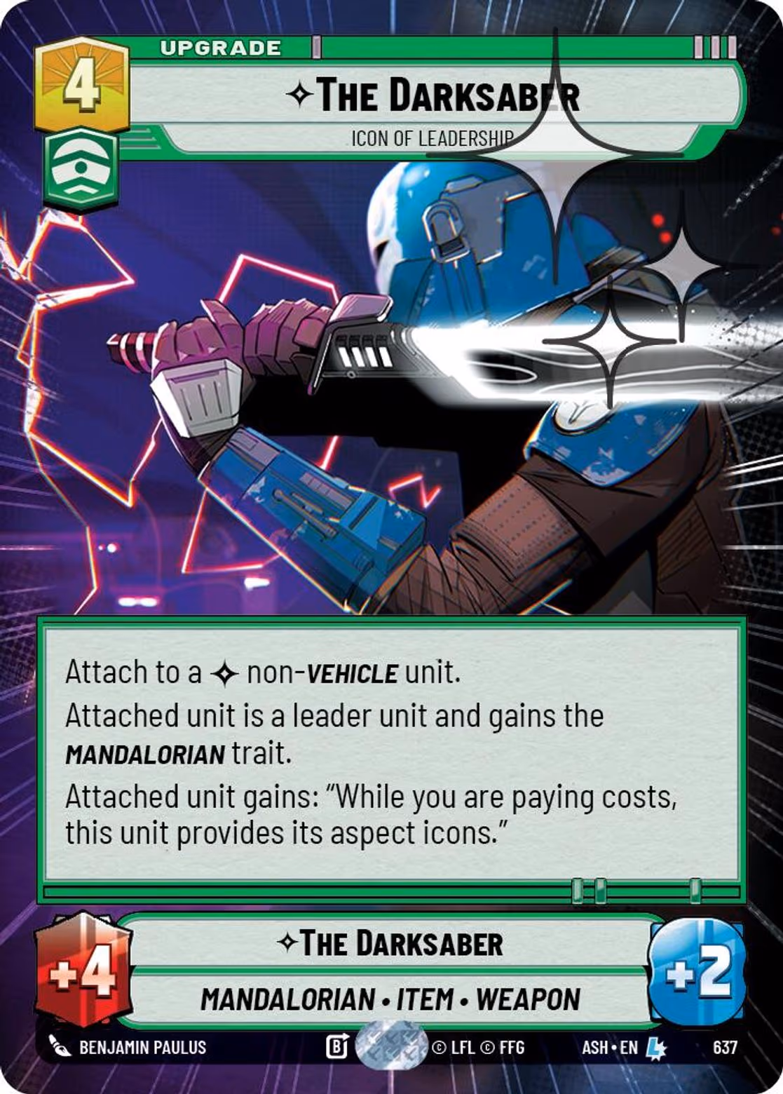 The Darksaber - Icon of Leadership ASH-637 Hyperspace Foil Star Wars Unlimited card