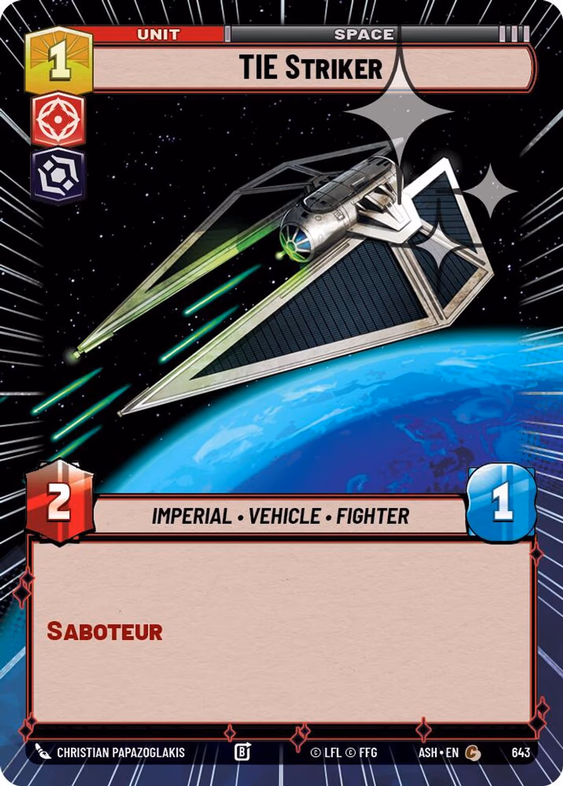 TIE Striker ASH-643 Hyperspace Foil Star Wars Unlimited card