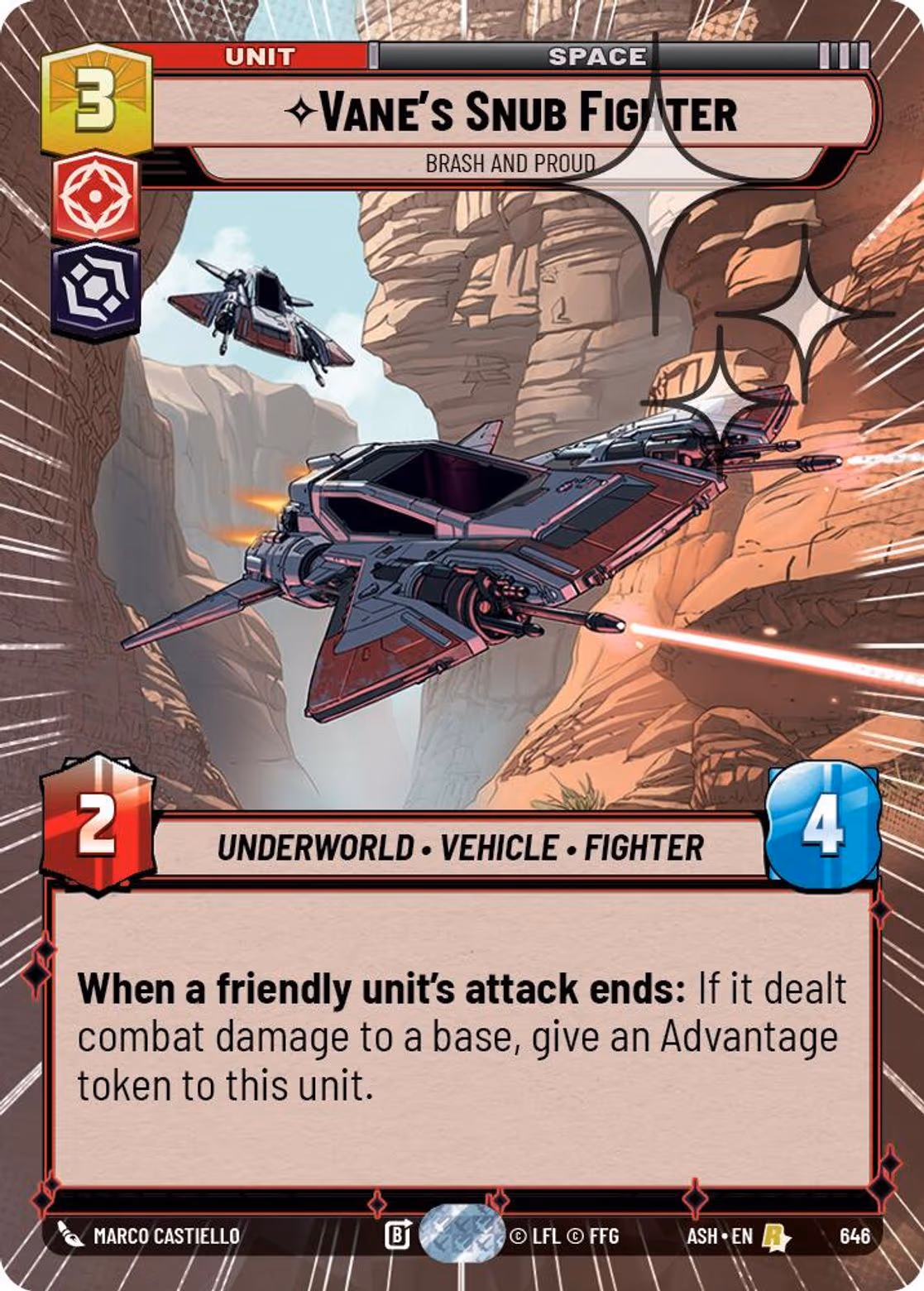 Vane's Snub Fighter - Brash and Proud ASH-646 Hyperspace Foil Star Wars Unlimited card
