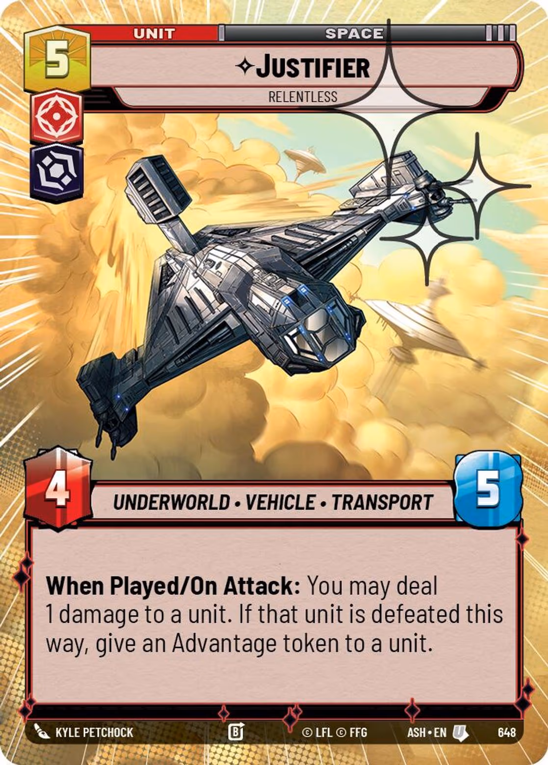 Justifier - Relentless ASH-648 Hyperspace Foil Star Wars Unlimited card