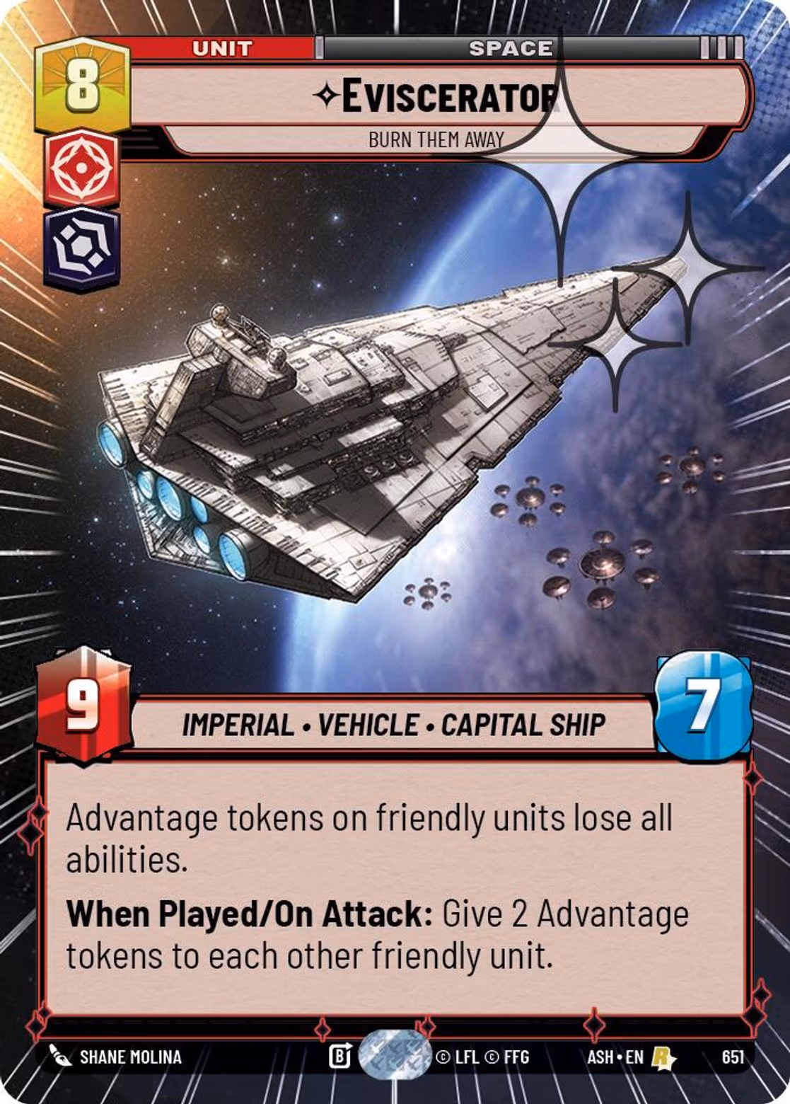 Eviscerator - Burn Them Away ASH-651 Hyperspace Foil Star Wars Unlimited card