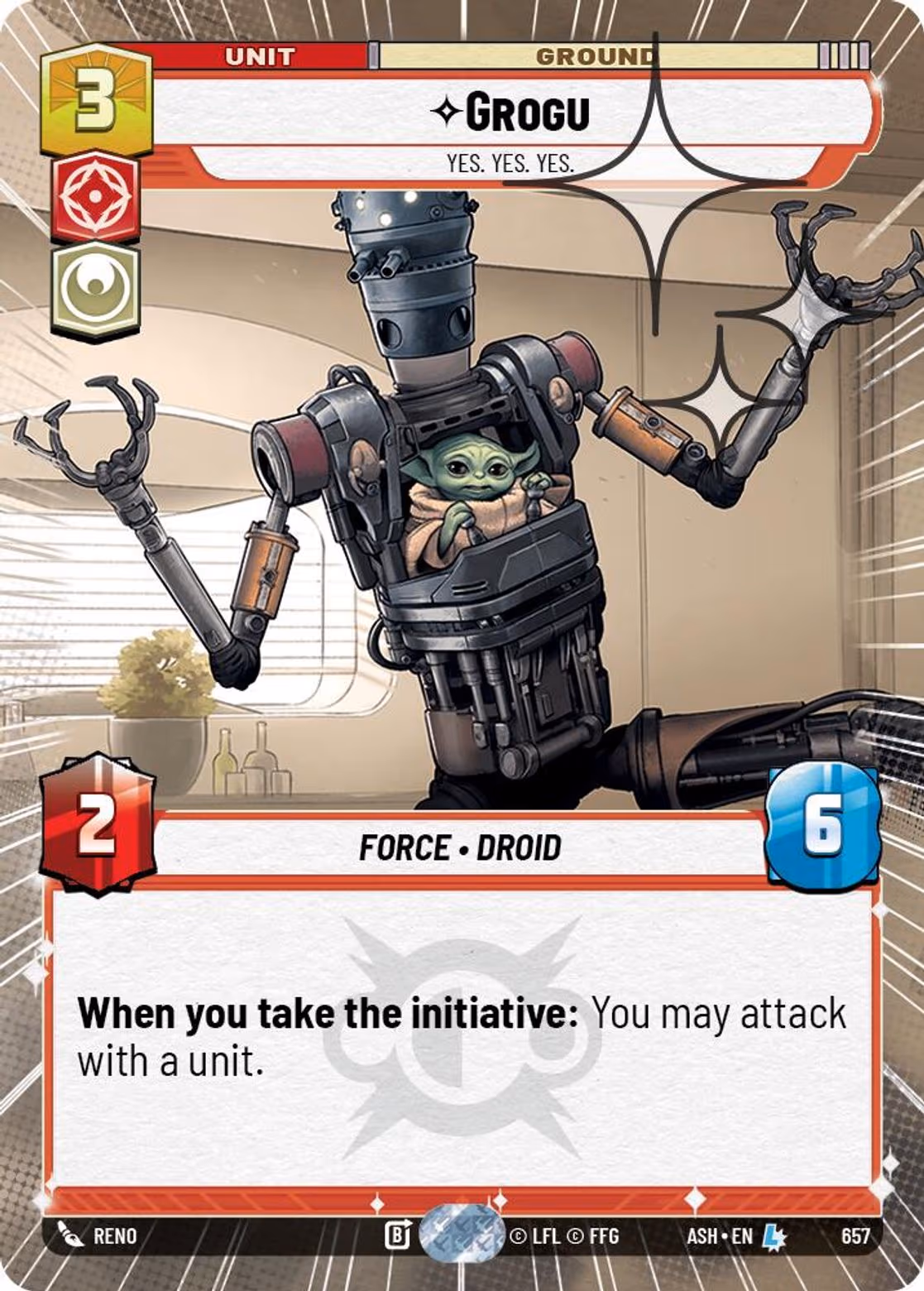Grogu - Yes. Yes. Yes. ASH-657 Hyperspace Foil Star Wars Unlimited card