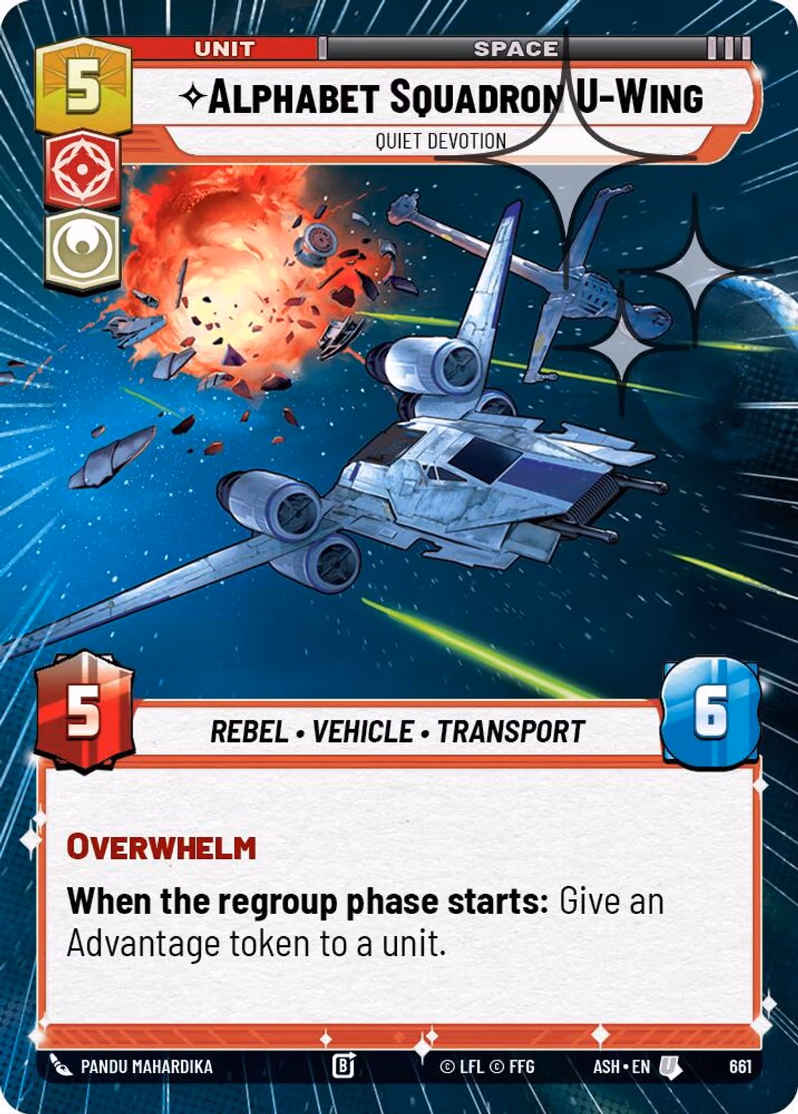 Alphabet Squadron U-Wing - Quiet Devotion ASH-661 Hyperspace Foil Star Wars Unlimited card