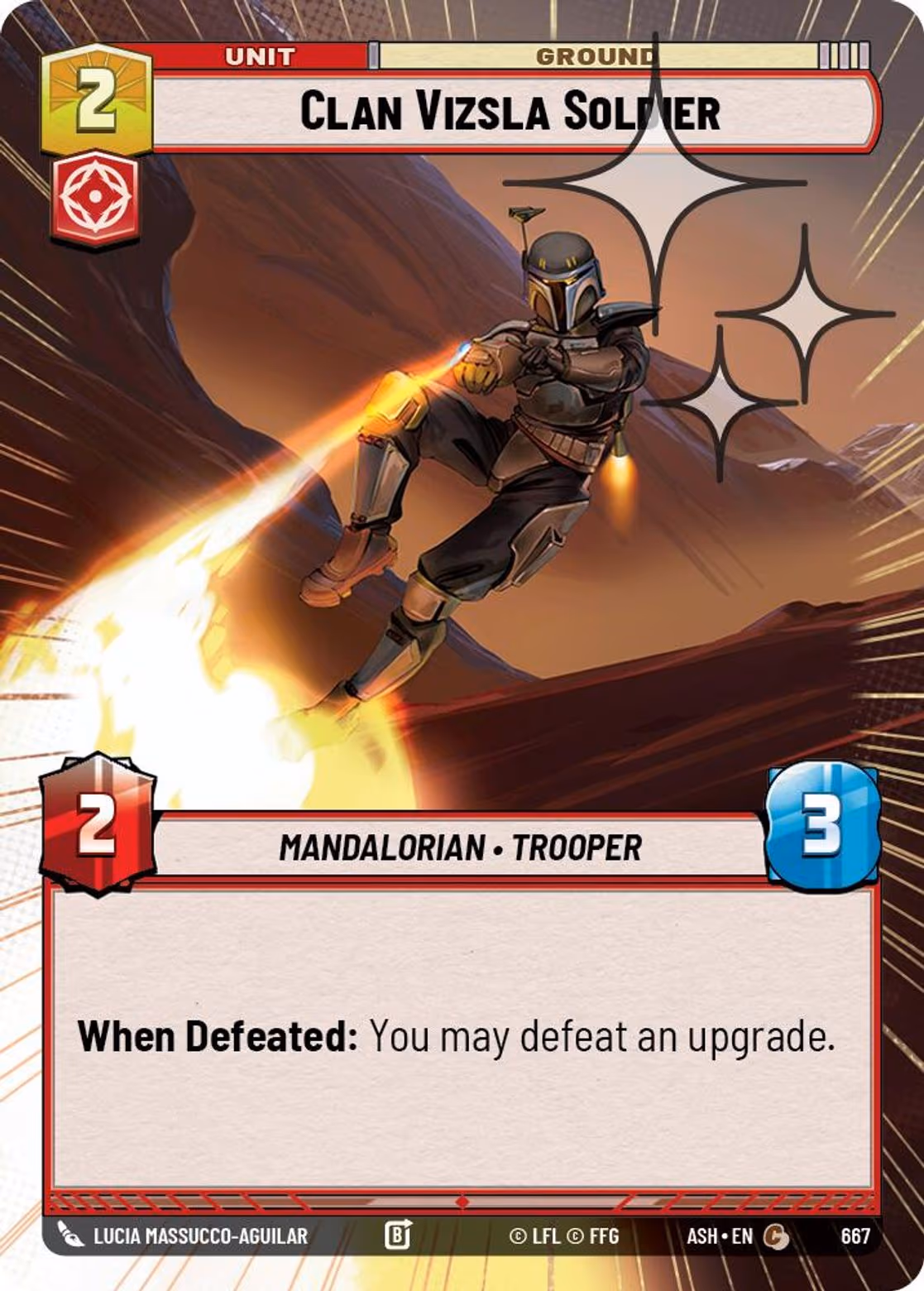 Clan Vizsla Soldier ASH-667 Hyperspace Foil Star Wars Unlimited card