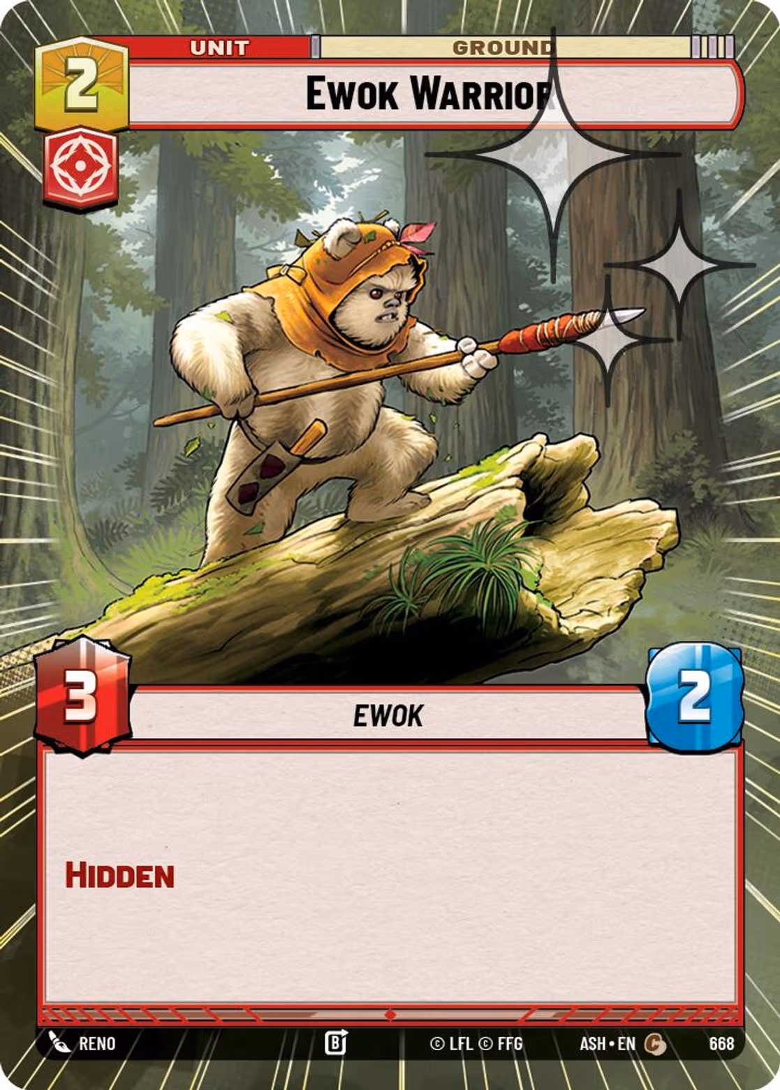 Ewok Warrior ASH-668 Hyperspace Foil Star Wars Unlimited card