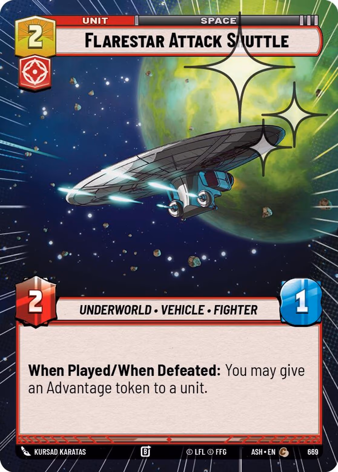 Flarestar Attack Shuttle ASH-669 Hyperspace Foil Star Wars Unlimited card