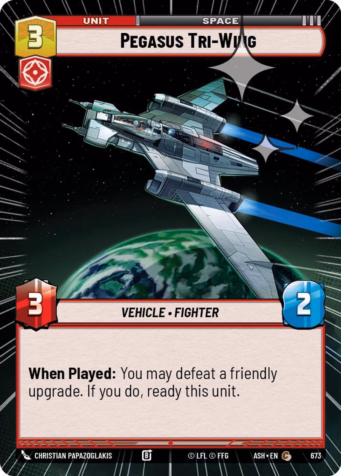 Pegasus Tri-Wing ASH-673 Hyperspace Foil Star Wars Unlimited card