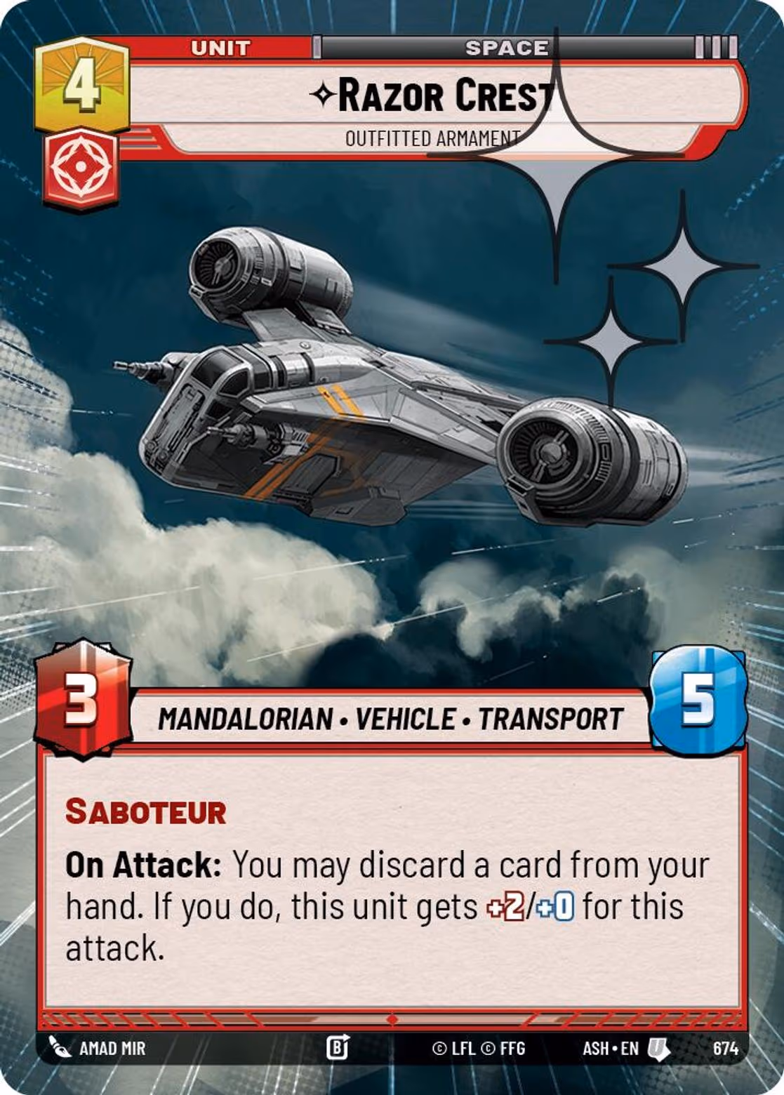 Razor Crest - Outfitted Armament ASH-674 Hyperspace Foil Star Wars Unlimited card