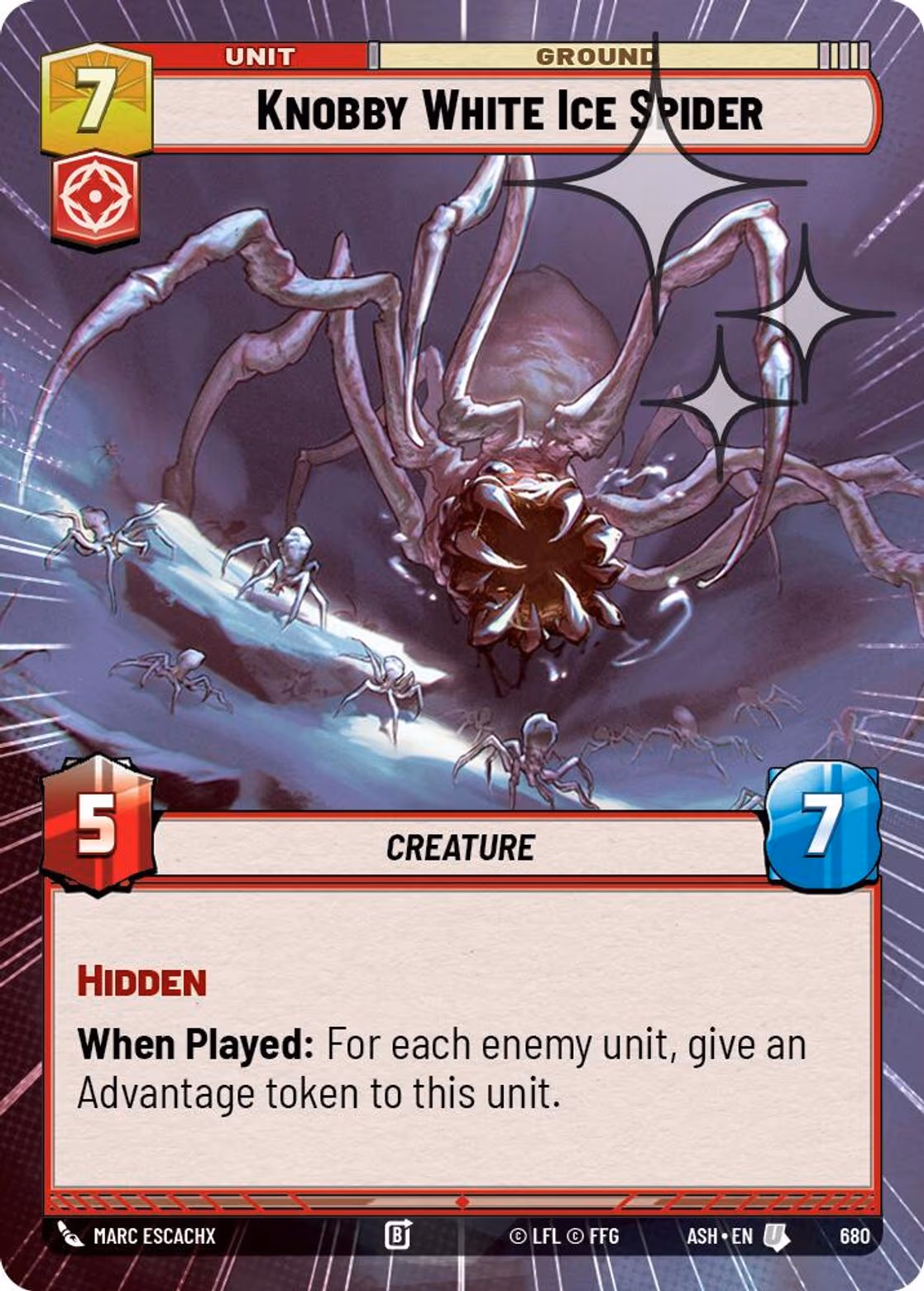 Knobby White Ice Spider ASH-680 Hyperspace Foil Star Wars Unlimited card