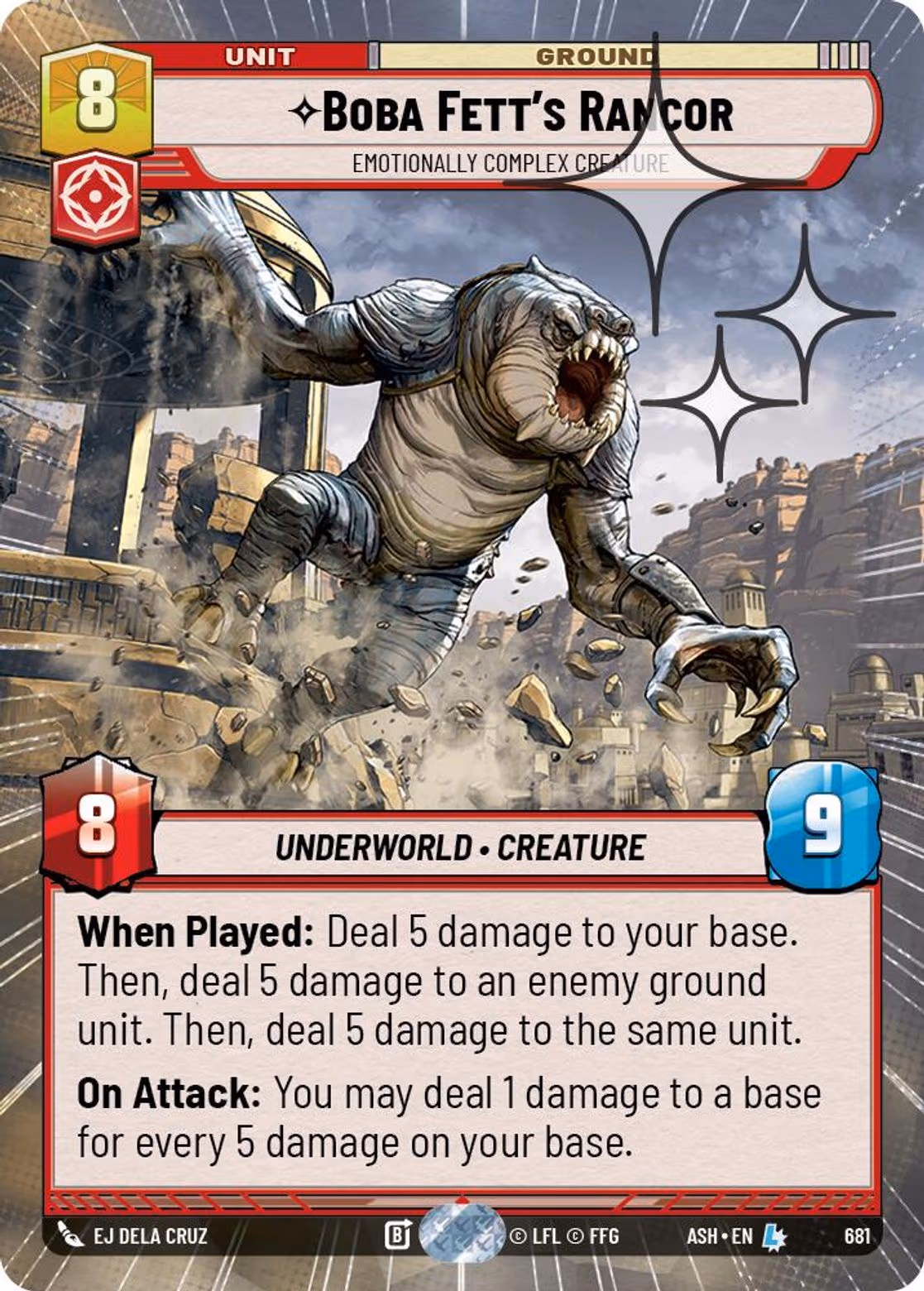 Boba Fett's Rancor - Emotionally Complex Creature ASH-681 Hyperspace Foil Star Wars Unlimited card