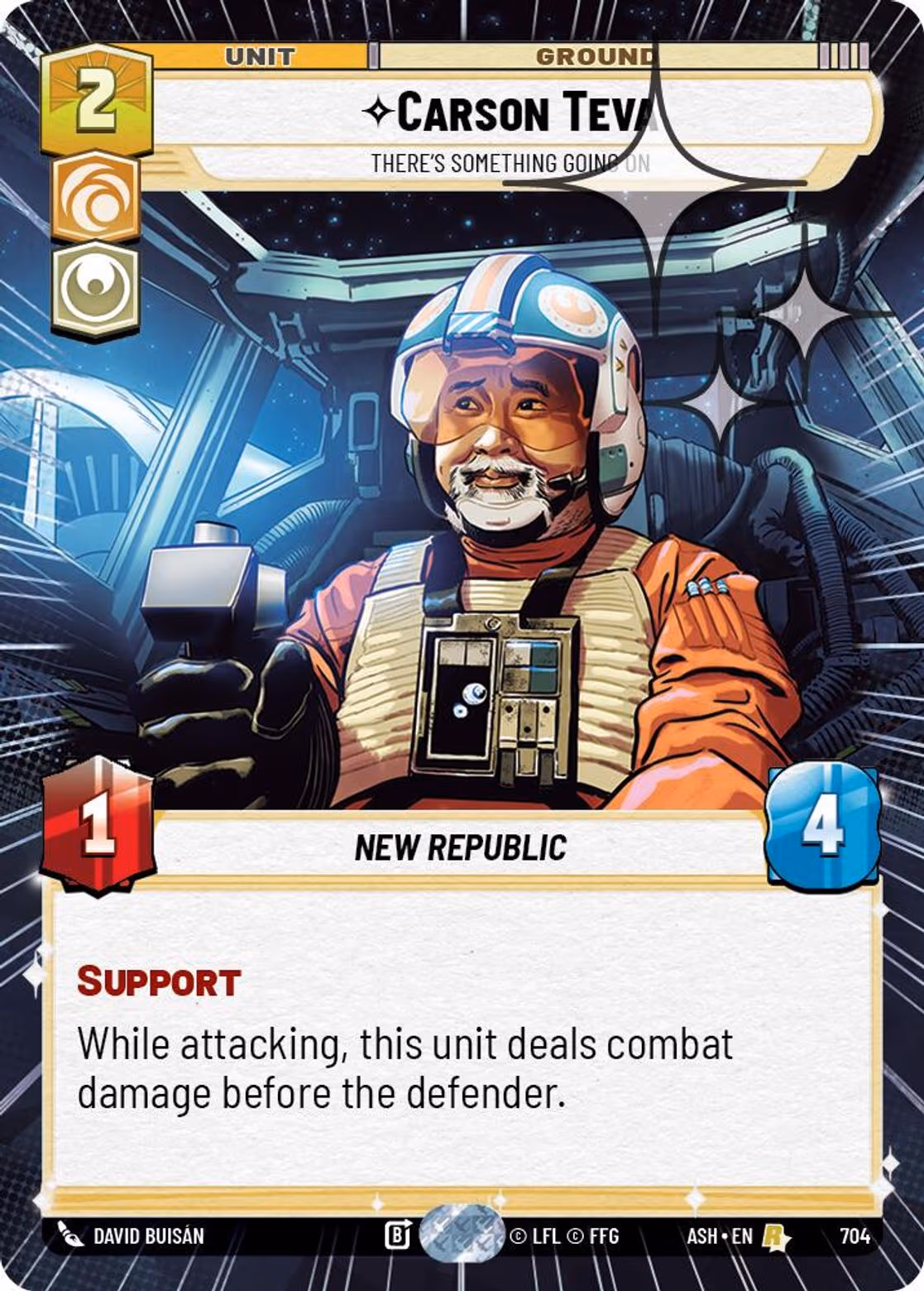 Carson Teva - There's Something Going On ASH-704 Hyperspace Foil Star Wars Unlimited card