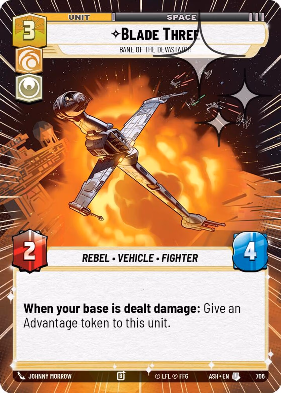 Blade Three - Bane of the Devastator ASH-706 Hyperspace Foil Star Wars Unlimited card