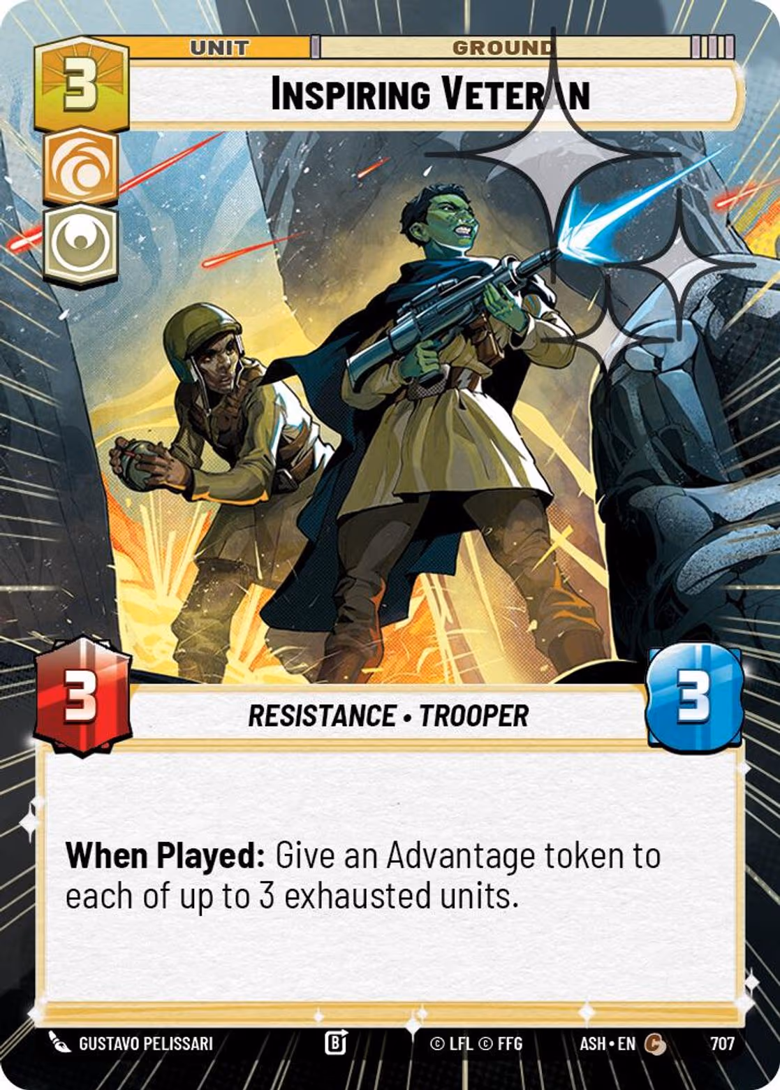 Inspiring Veteran ASH-707 Hyperspace Foil Star Wars Unlimited card