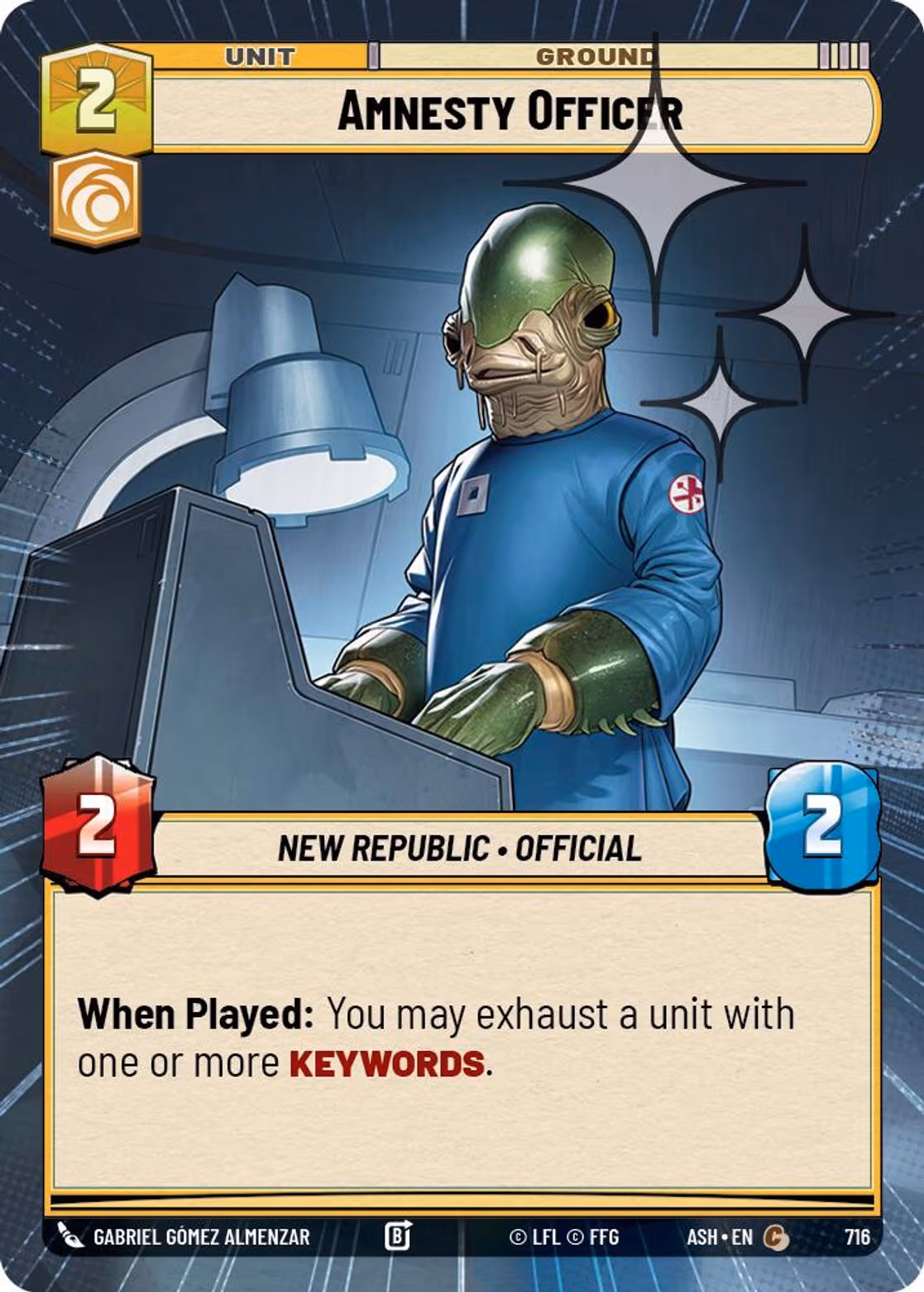 Amnesty Officer ASH-716 Hyperspace Foil Star Wars Unlimited card