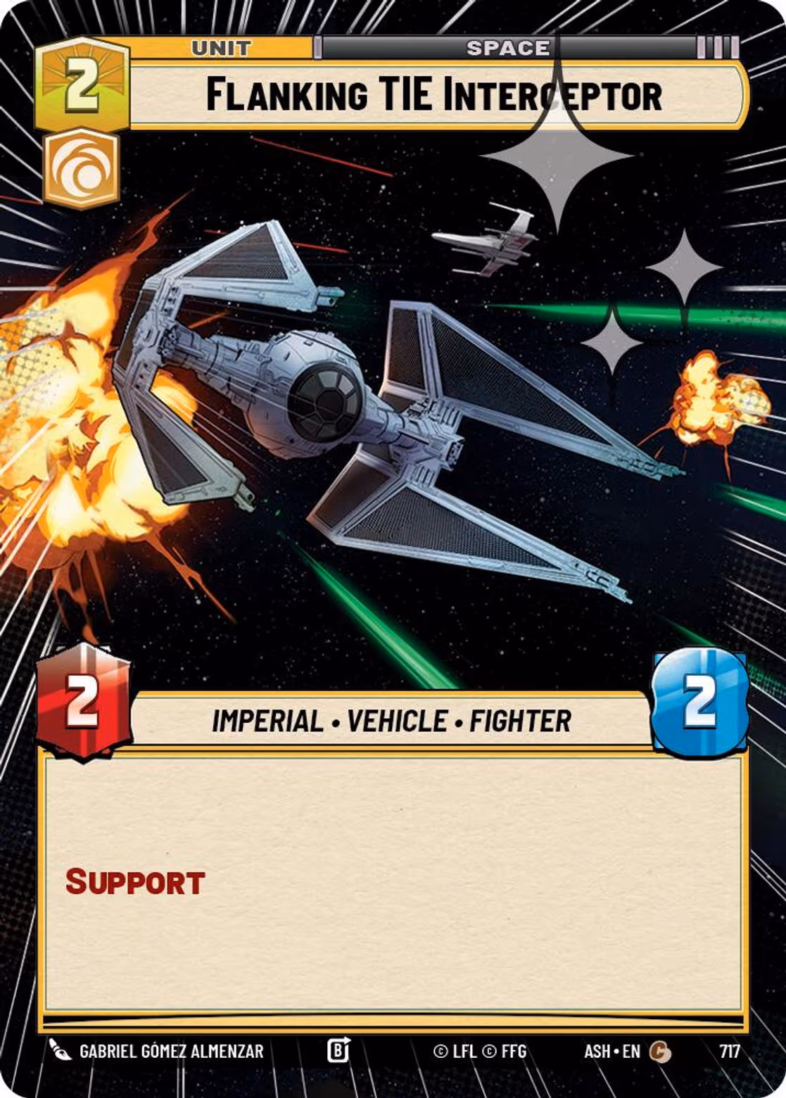 Flanking TIE Interceptor ASH-717 Hyperspace Foil Star Wars Unlimited card