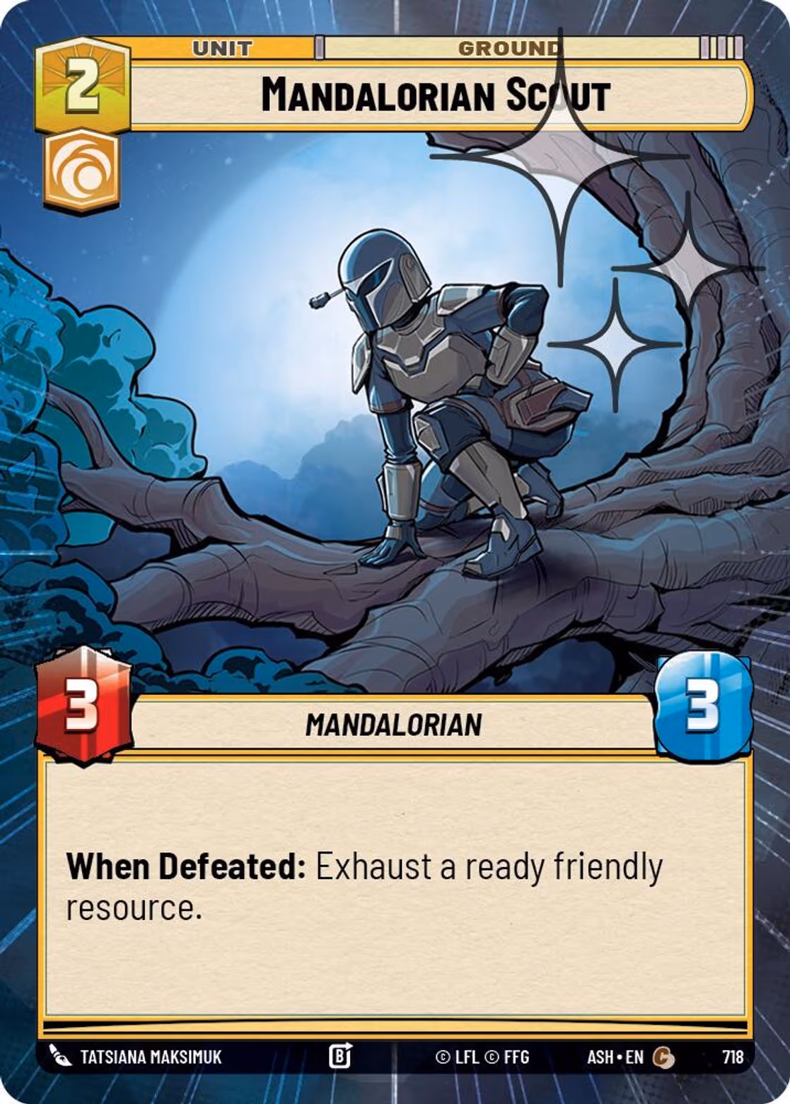 Mandalorian Scout ASH-718 Hyperspace Foil Star Wars Unlimited card