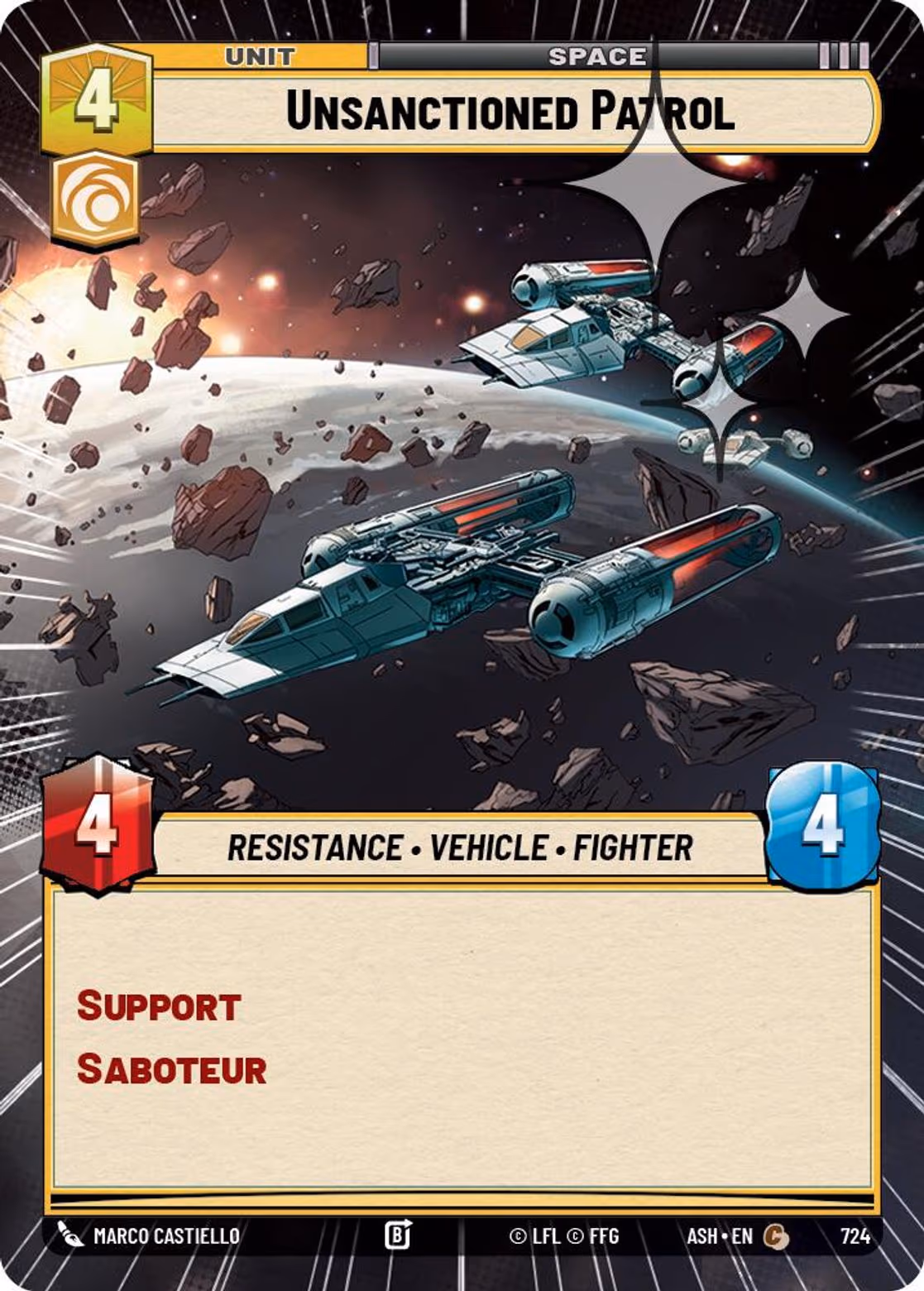 Unsanctioned Patrol ASH-724 Hyperspace Foil Star Wars Unlimited card