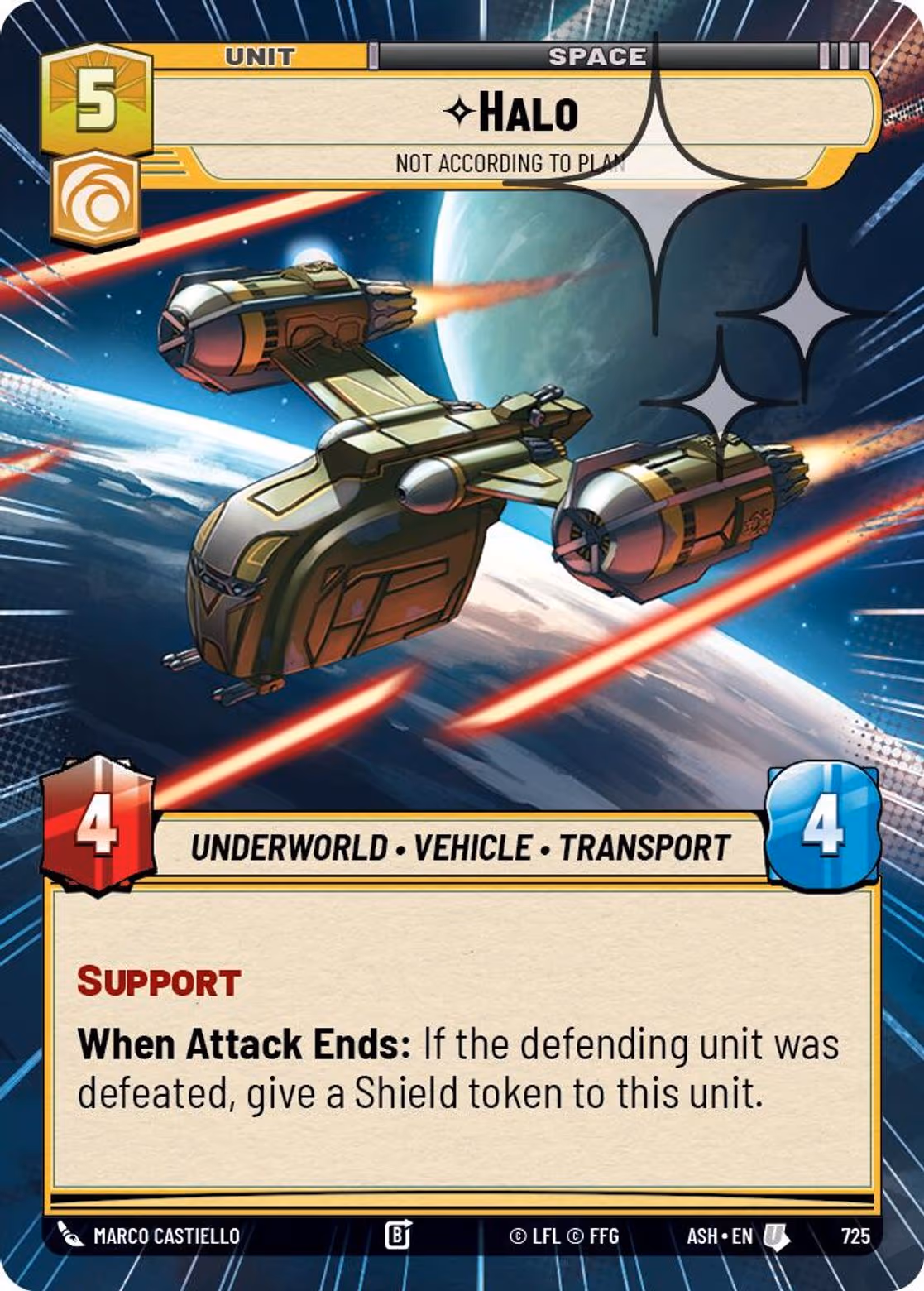 Halo - Not According to Plan ASH-725 Hyperspace Foil Star Wars Unlimited card