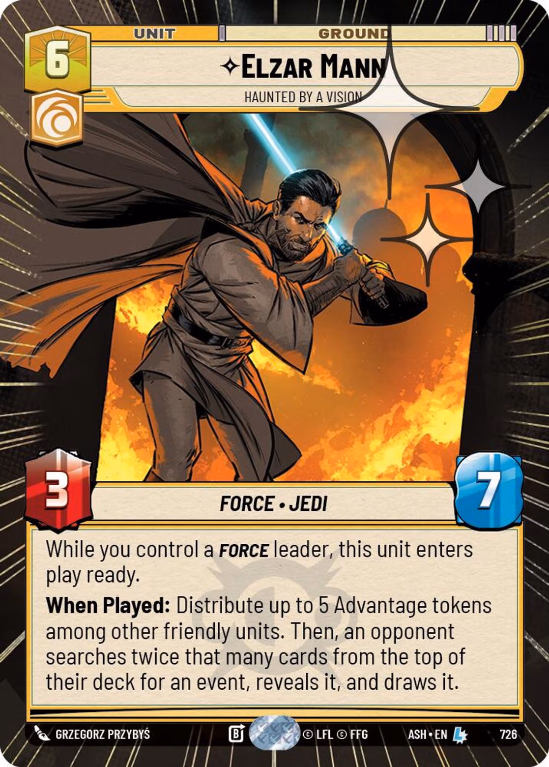 Elzar Mann - Haunted by a Vision ASH-726 Hyperspace Foil Star Wars Unlimited card
