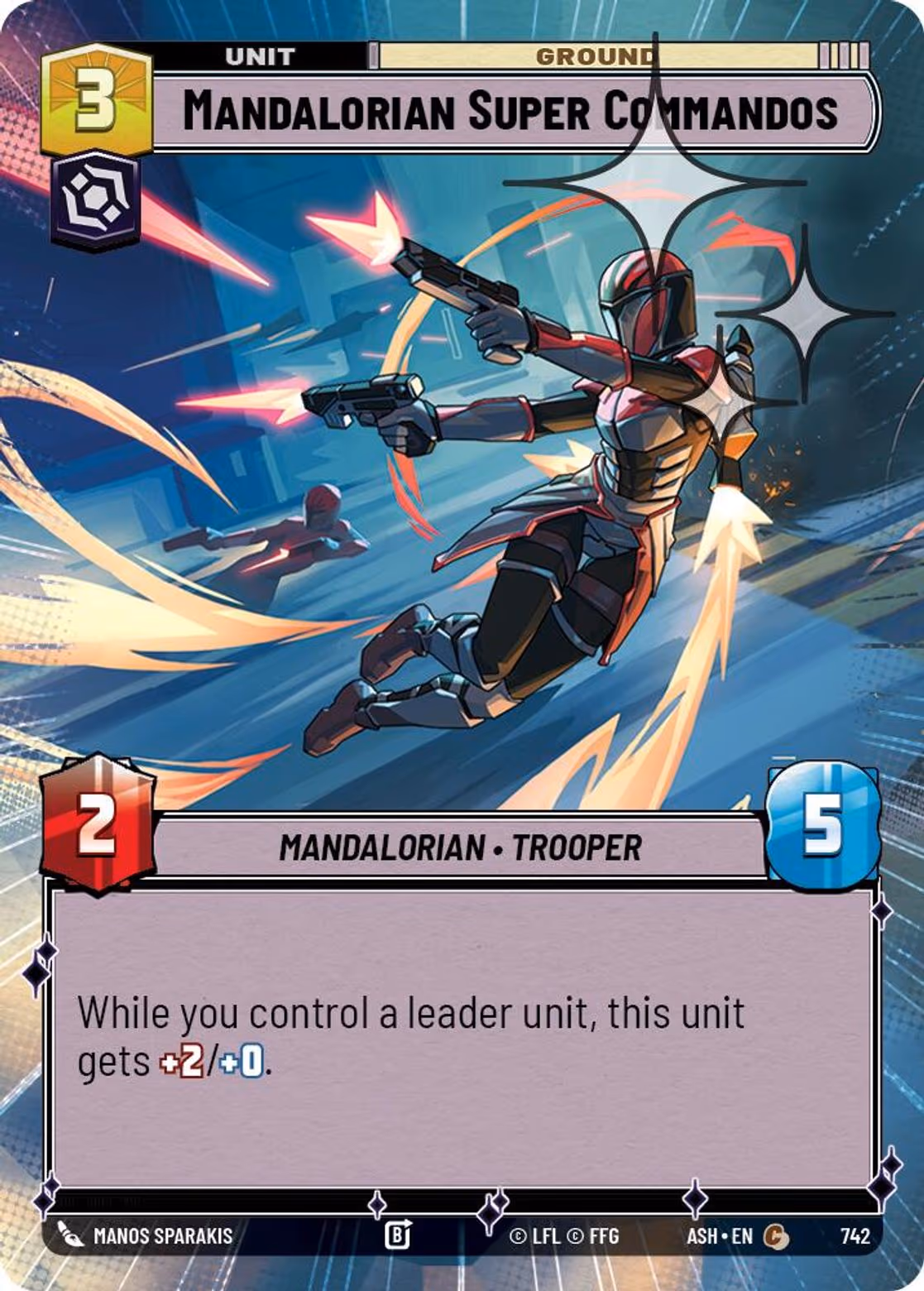 Mandalorian Super Commandos ASH-742 Hyperspace Foil Star Wars Unlimited card