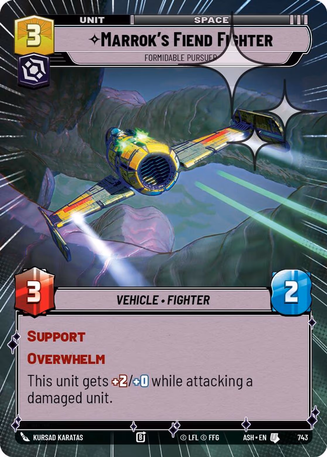 Marrok's Fiend Fighter - Formidable Pursuer ASH-743 Hyperspace Foil Star Wars Unlimited card