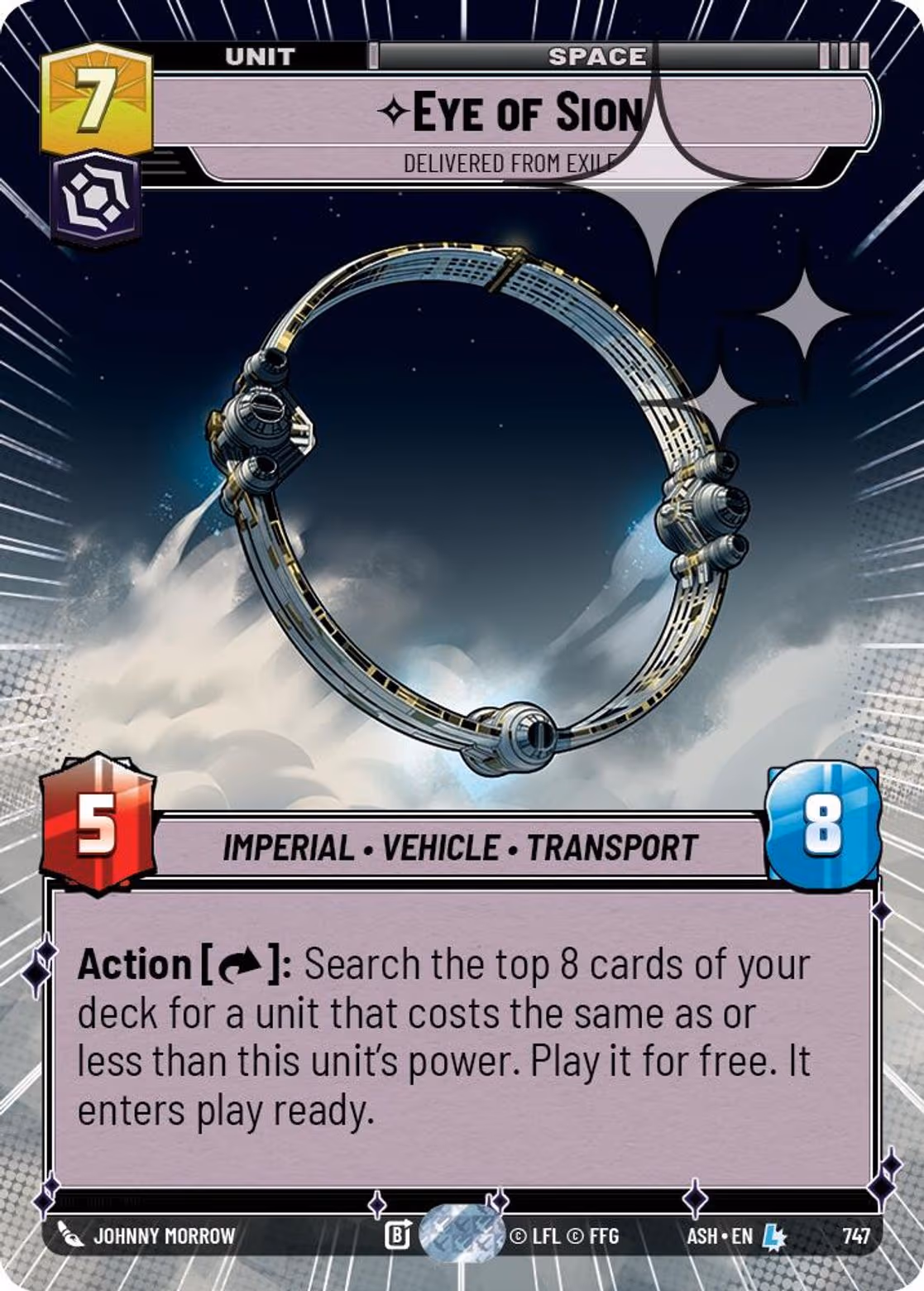 Eye of Sion - Delivered from Exile ASH-747 Hyperspace Foil Star Wars Unlimited card