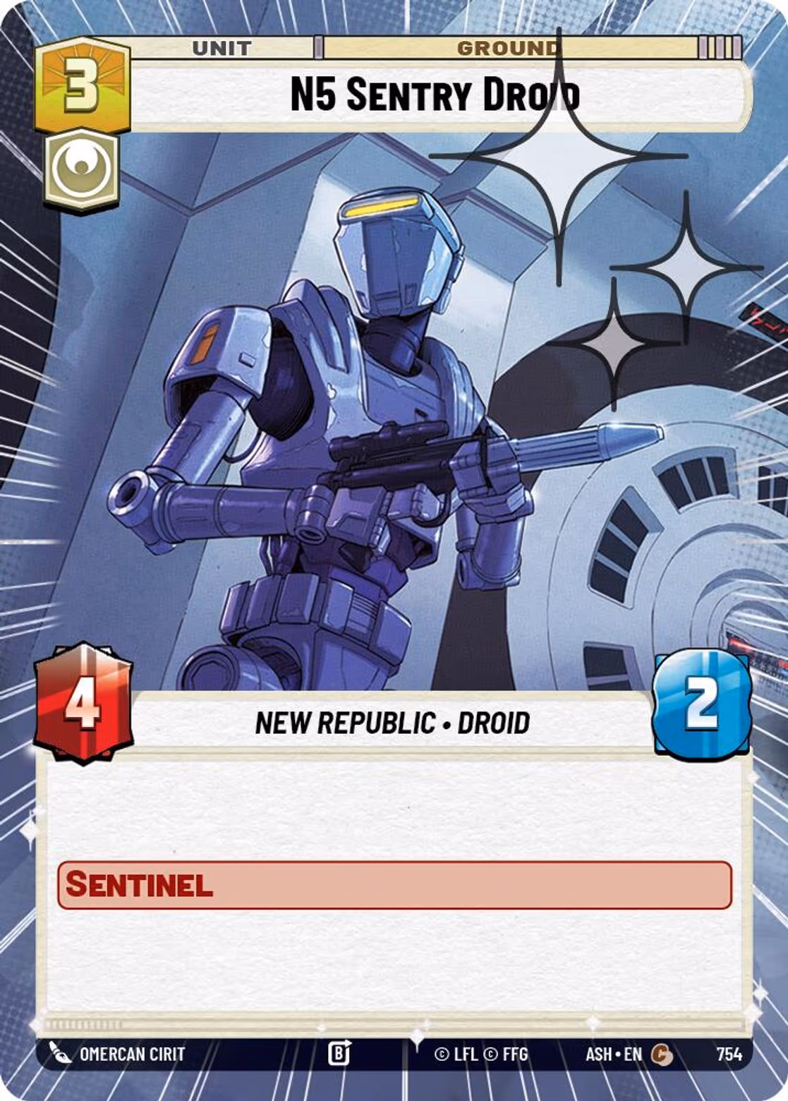 N5 Sentry Droid ASH-754 Hyperspace Foil Star Wars Unlimited card