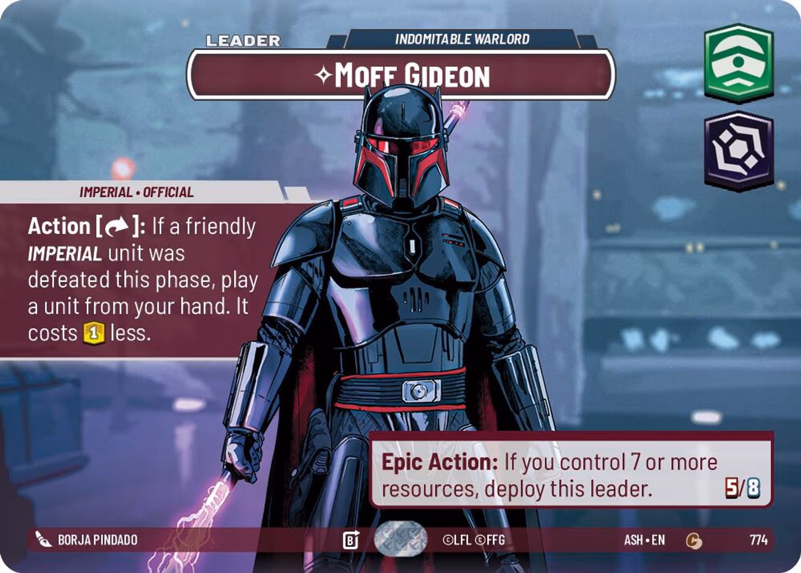 Moff Gideon - Indomitable Warlord ASH-774 Showcase Star Wars Unlimited card