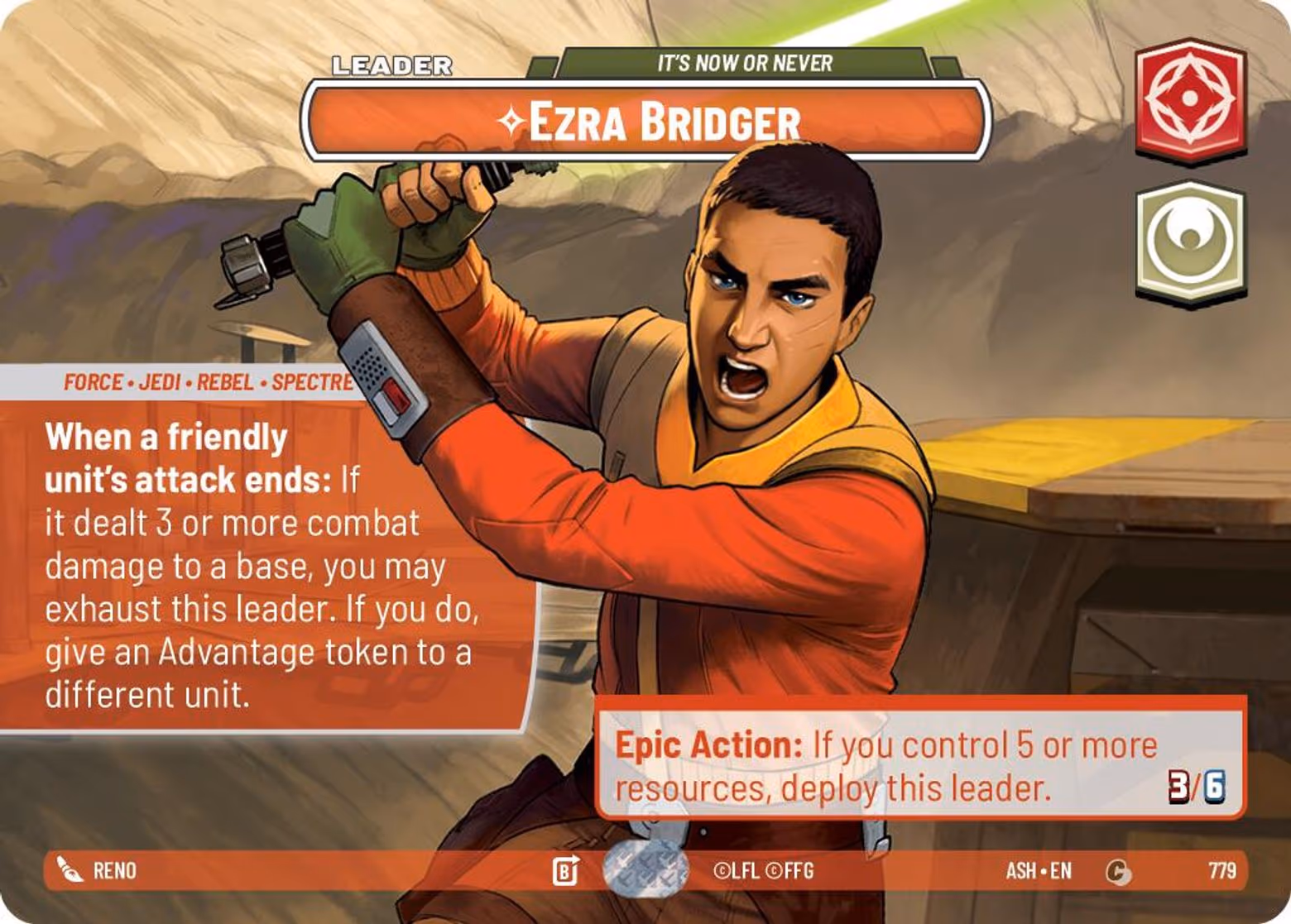 Ezra Bridger - It's Now or Never ASH-779 Showcase Star Wars Unlimited card
