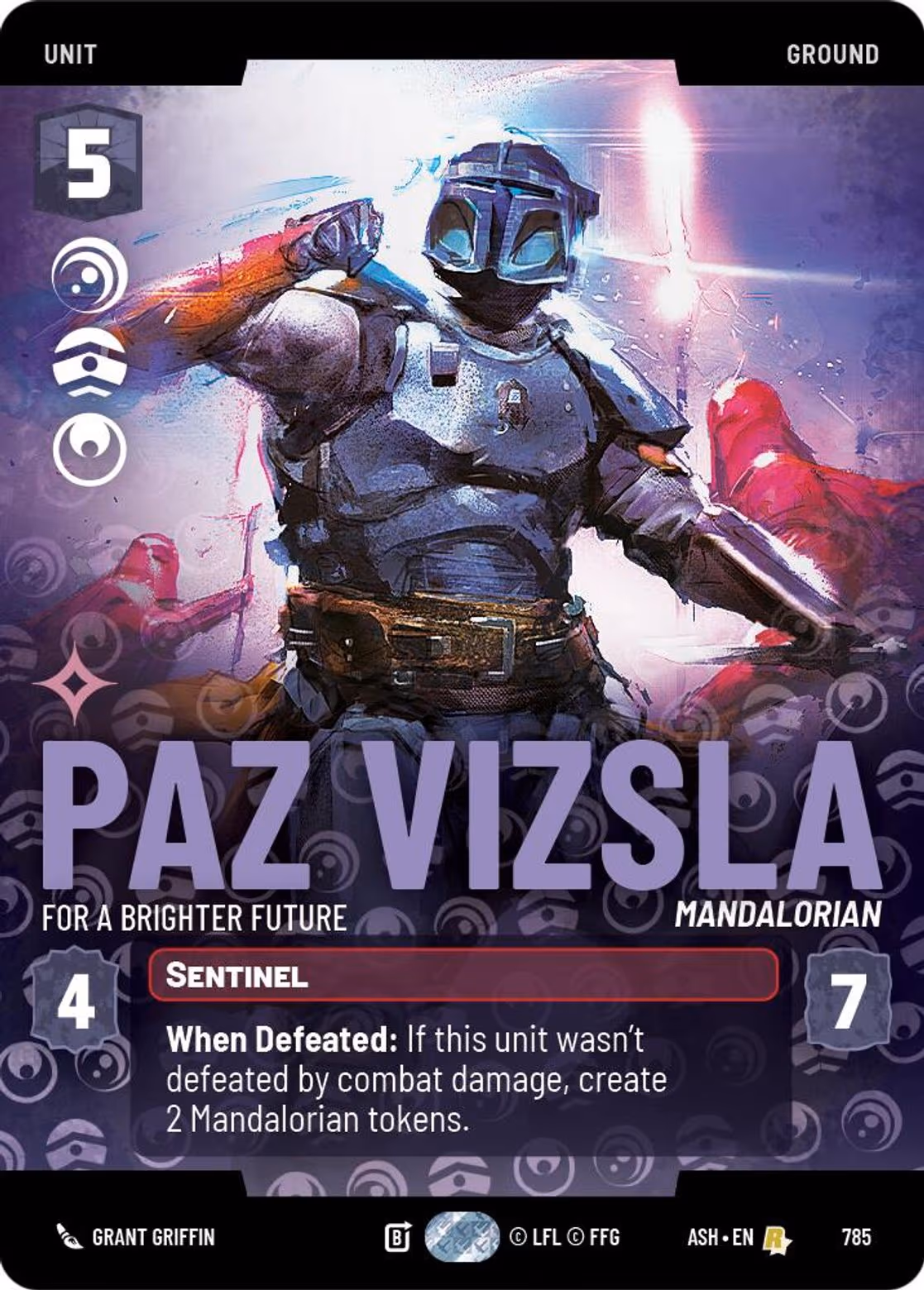 Paz Vizsla - For a Brighter Future ASH-785 Prestige Star Wars Unlimited card