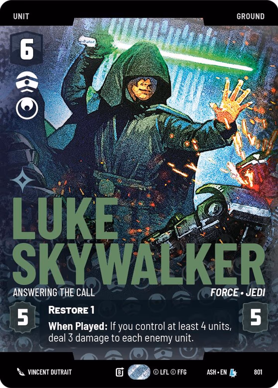 Luke Skywalker - Answering the Call ASH-801 Prestige Star Wars Unlimited card