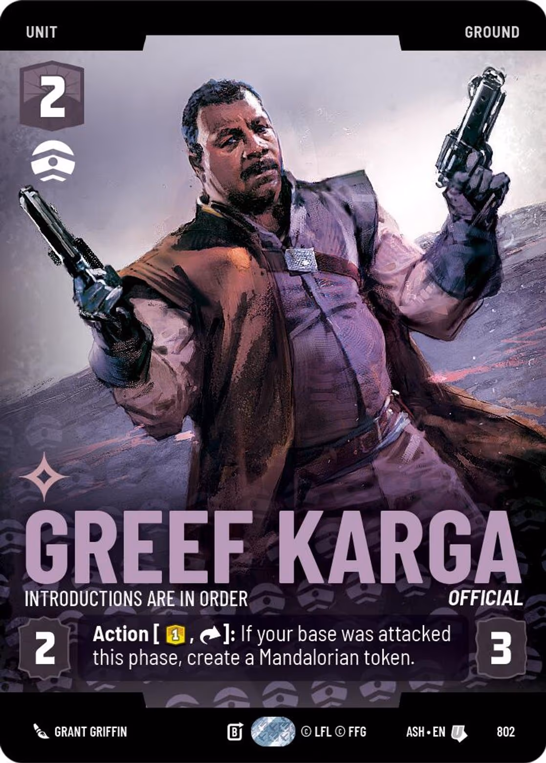 Greef Karga - Introductions are in Order ASH-802 Prestige Star Wars Unlimited card