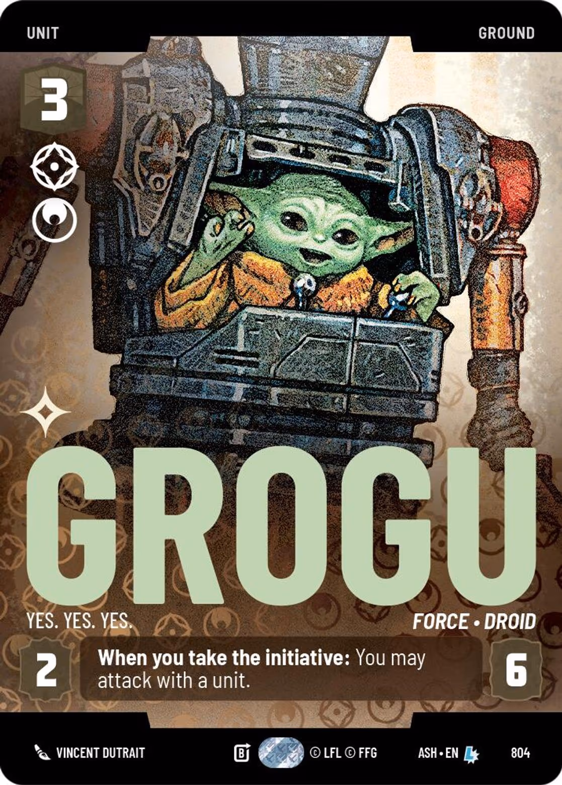 Grogu - Yes. Yes. Yes. ASH-804 Prestige Star Wars Unlimited card