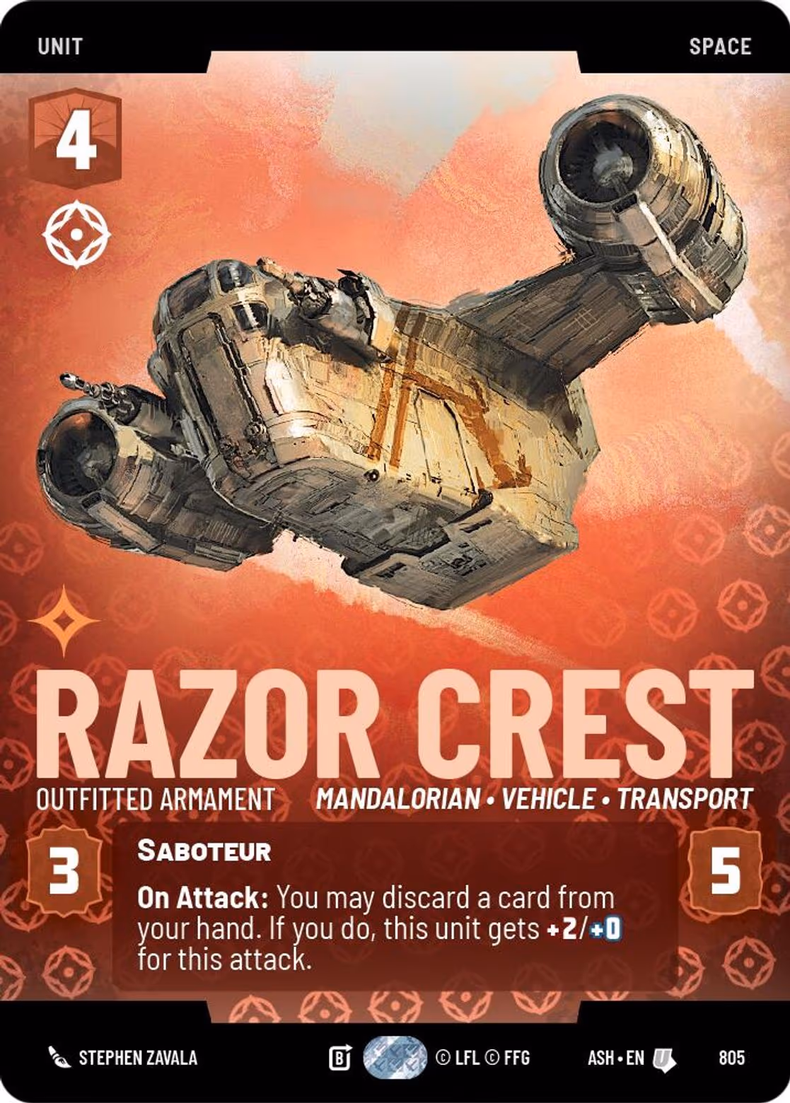 Razor Crest - Outfitted Armament ASH-805 Prestige Star Wars Unlimited card