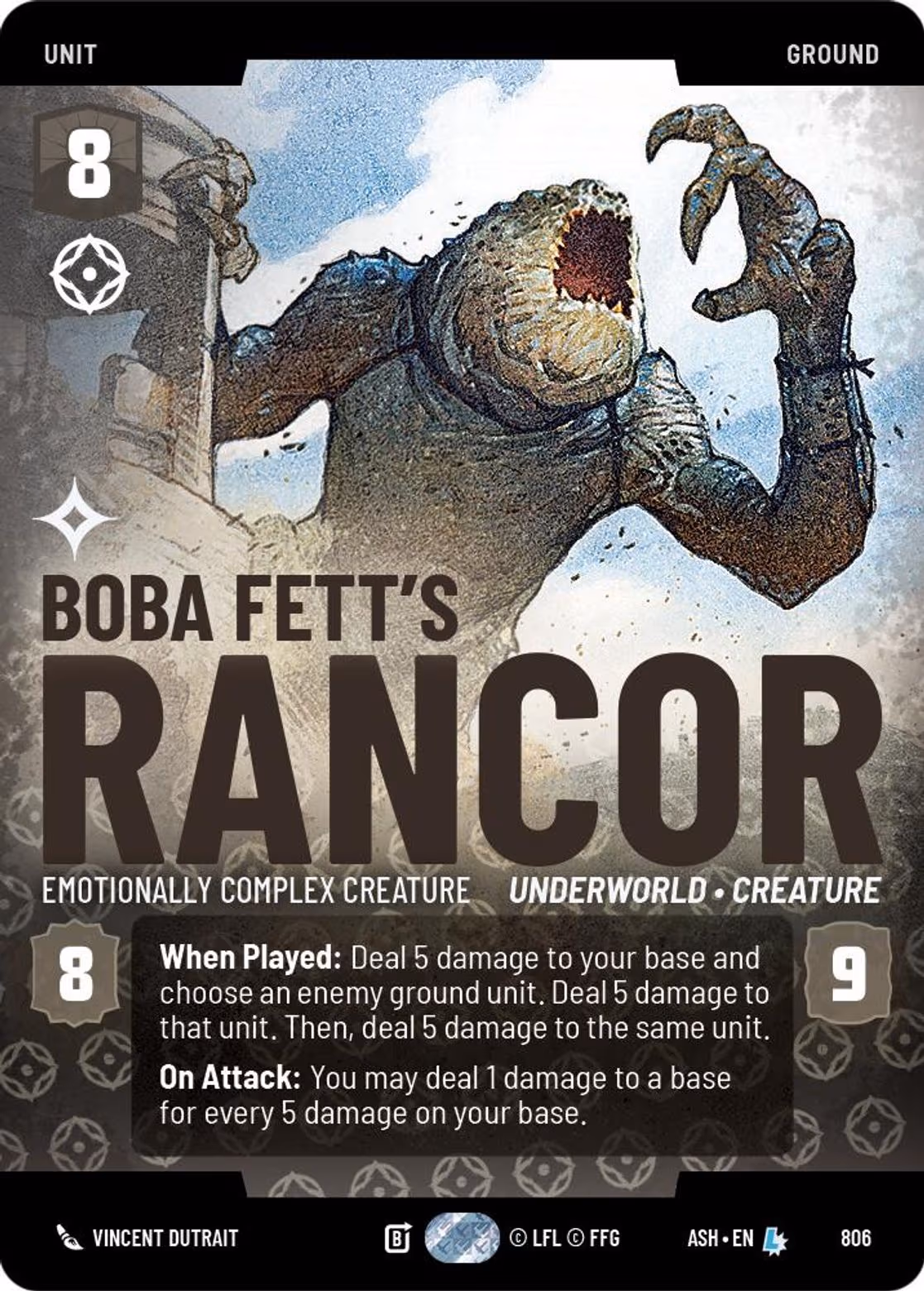 Boba Fett's Rancor - Emotionally Complex Creature ASH-806 Prestige Star Wars Unlimited card