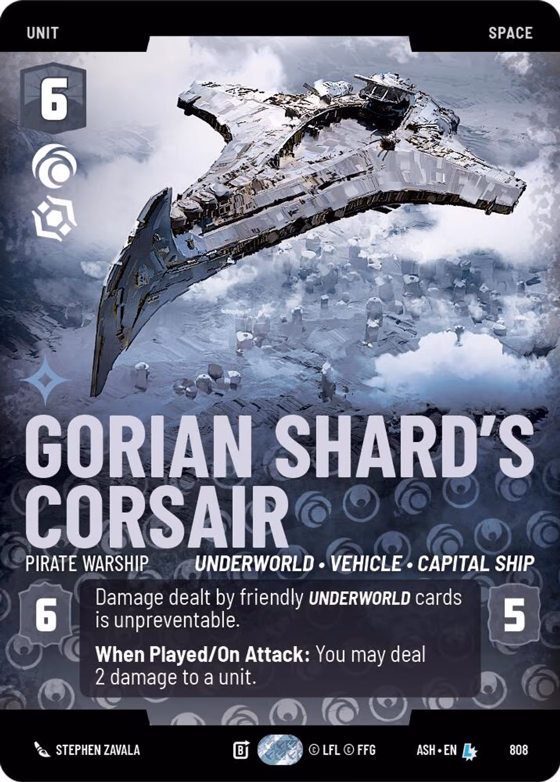 Gorian Shard's Corsair - Pirate Warship ASH-808 Prestige Star Wars Unlimited card