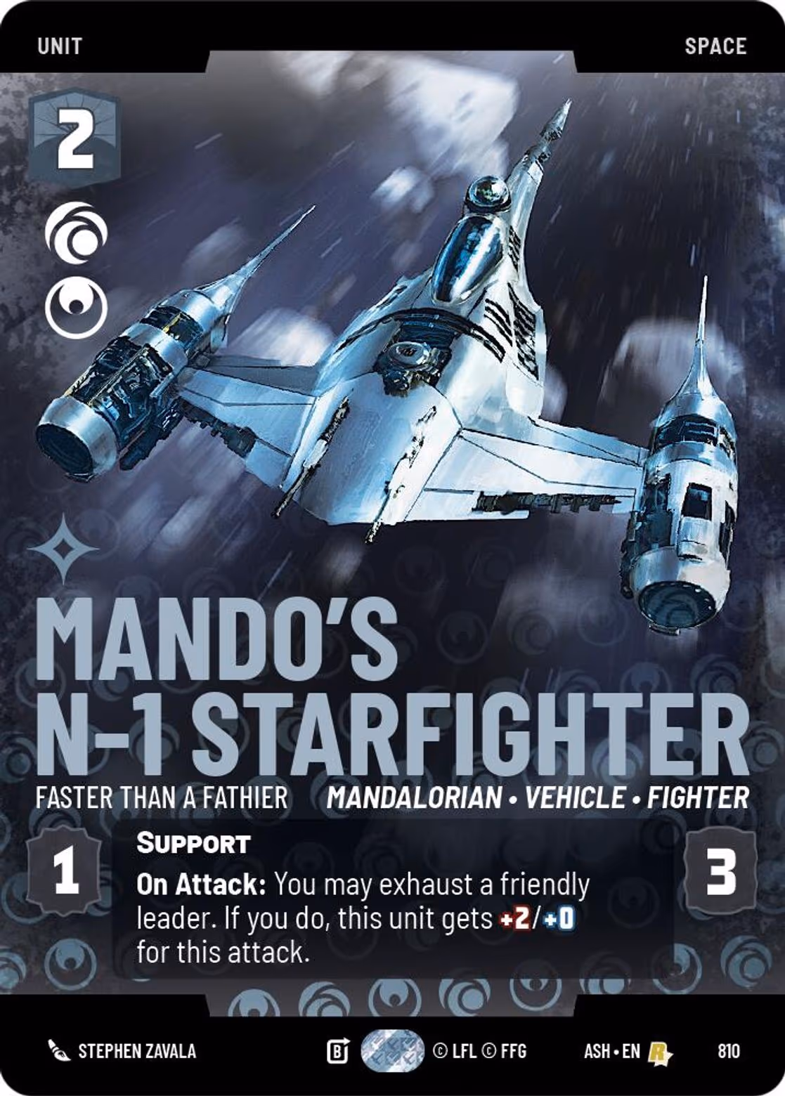 Mando's N-1 Starfighter - Faster than a Fathier ASH-810 Prestige Star Wars Unlimited card