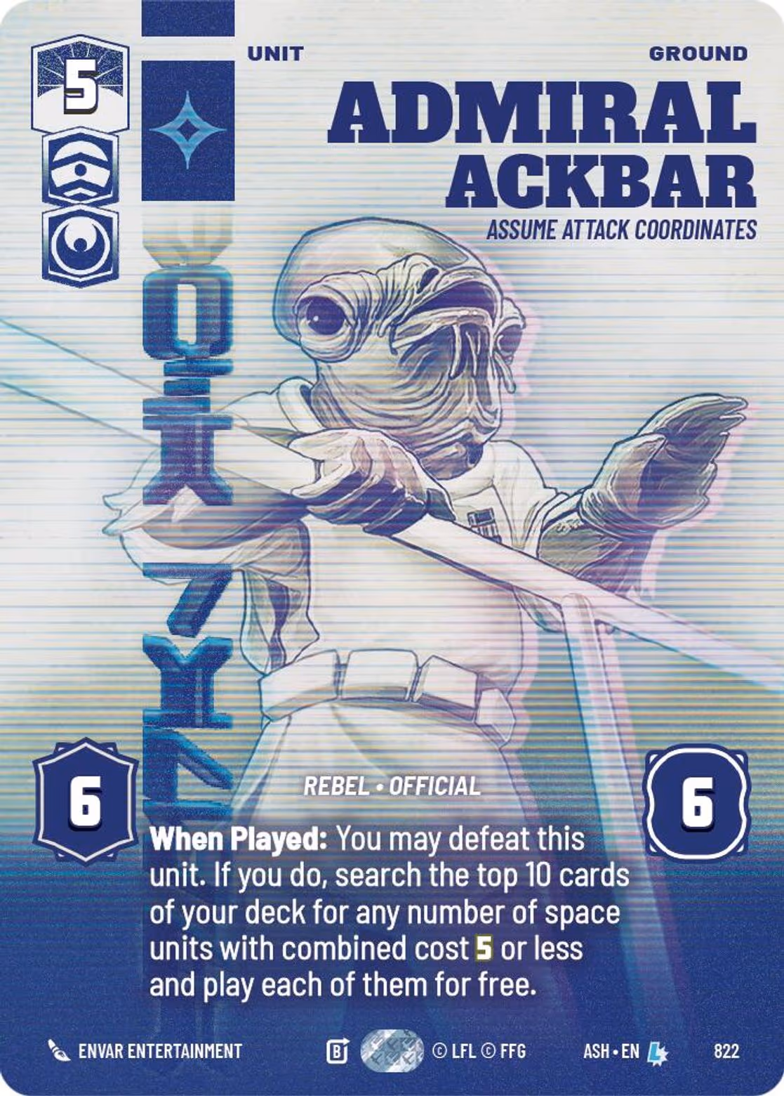 Admiral Ackbar - Assume Attack Coordinates ASH-822 Prestige Star Wars Unlimited card