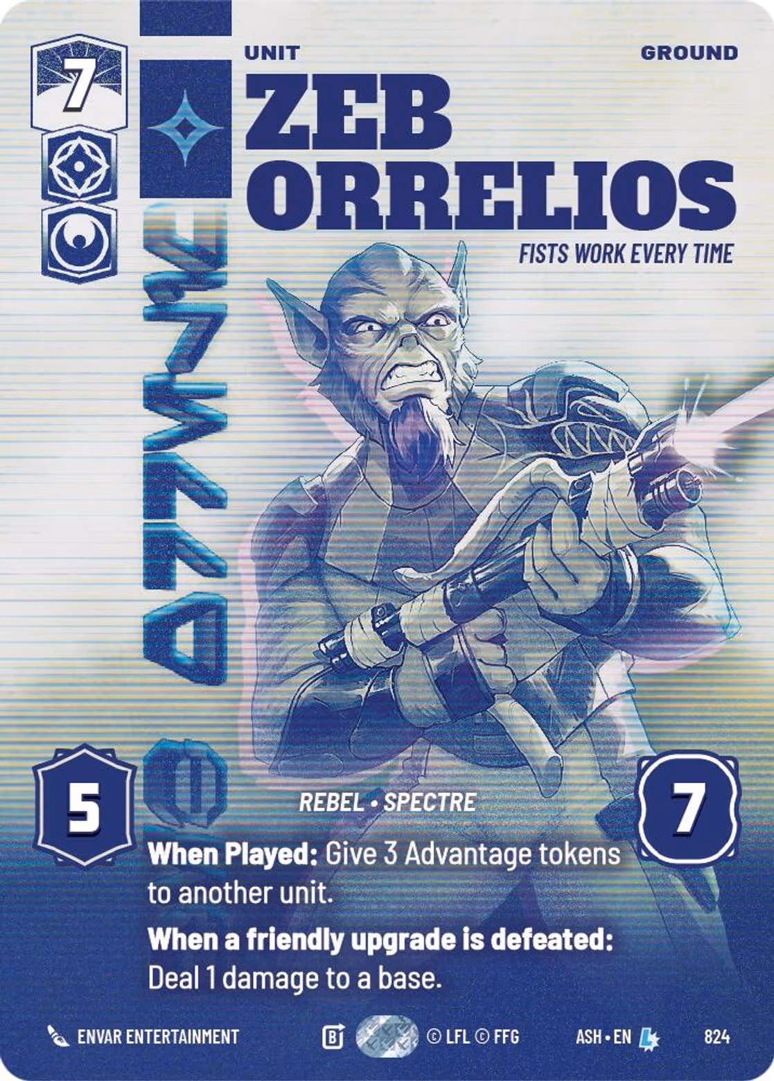 Zeb Orrelios - Fists Work Every Time ASH-824 Prestige Star Wars Unlimited card