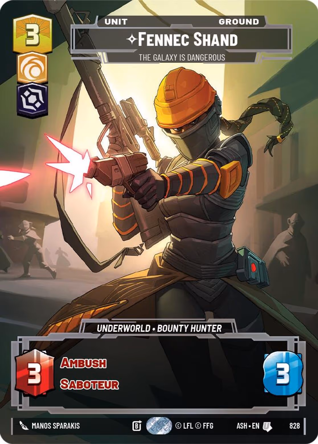 Fennec Shand - The Galaxy is Dangerous ASH-828 Prestige Star Wars Unlimited card