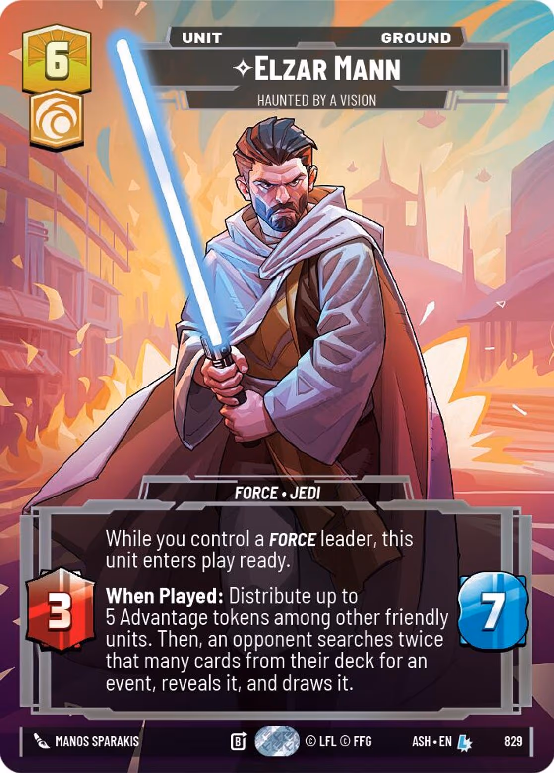 Elzar Mann - Haunted by a Vision ASH-829 Prestige Star Wars Unlimited card