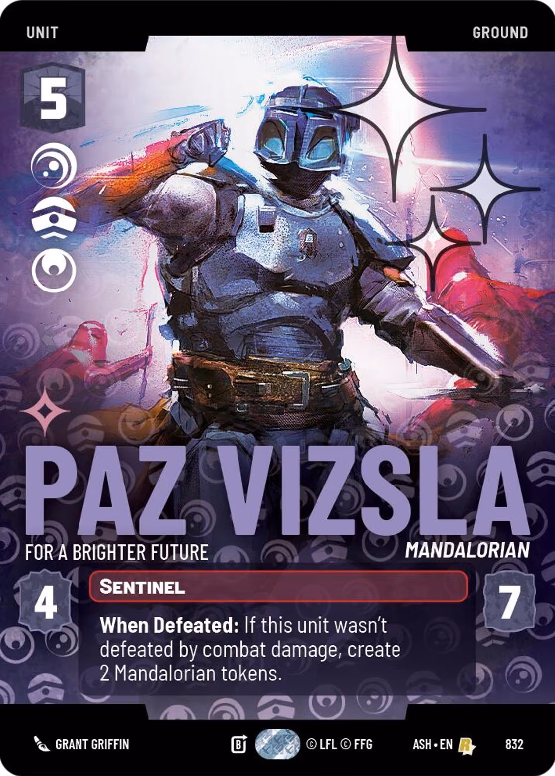 Paz Vizsla - For a Brighter Future ASH-832 Prestige Foil Star Wars Unlimited card