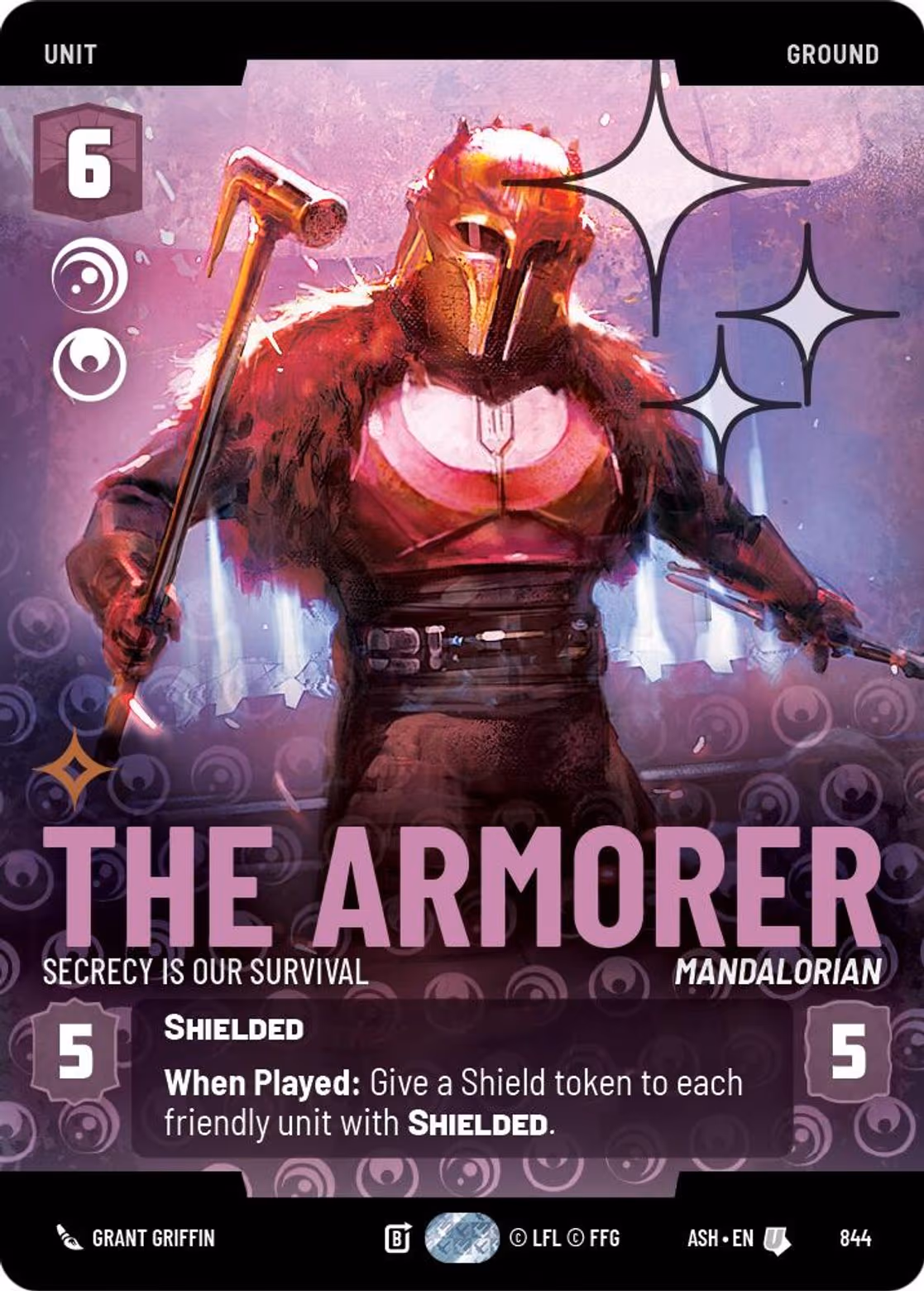 The Armorer - Secrecy is Our Survival ASH-844 Prestige Foil Star Wars Unlimited card
