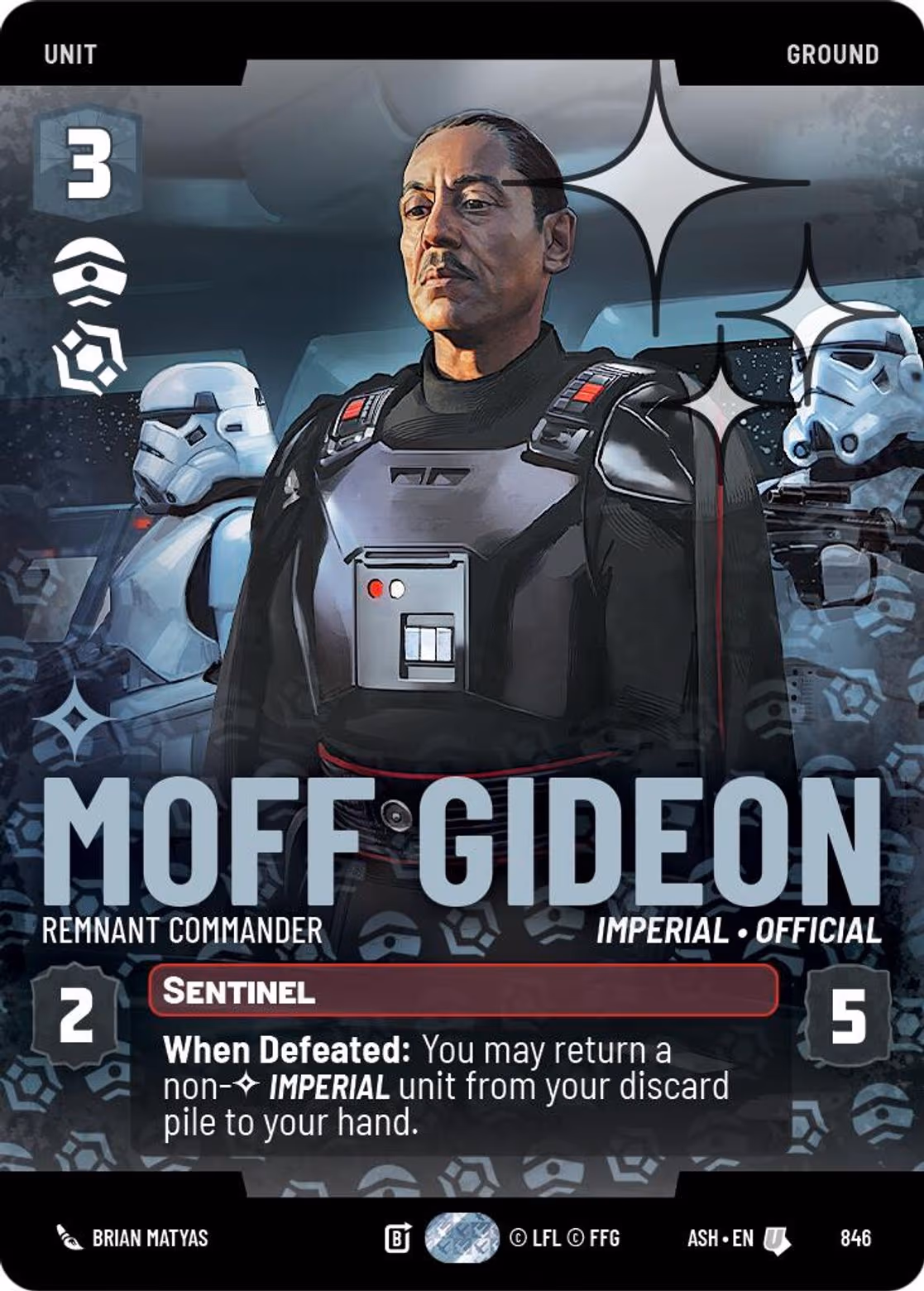 Moff Gideon - Remnant Commander ASH-846 Prestige Foil Star Wars Unlimited card