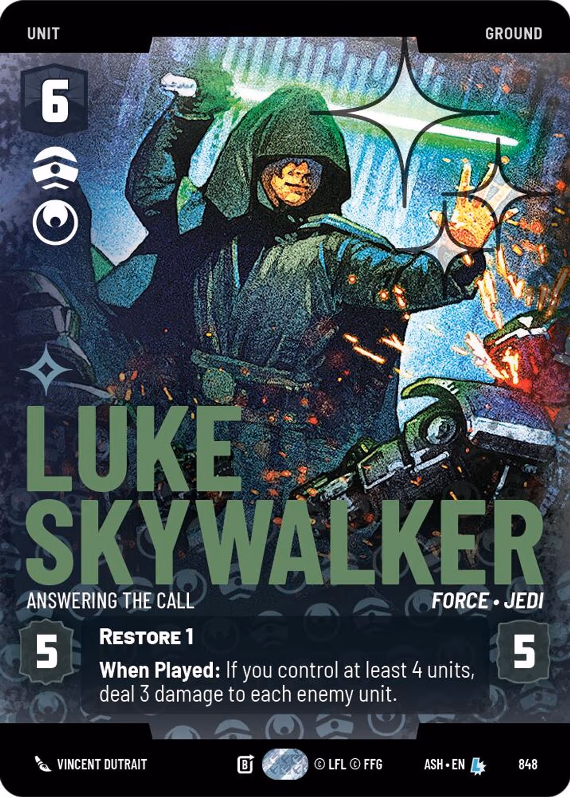 Luke Skywalker - Answering the Call ASH-848 Prestige Foil Star Wars Unlimited card
